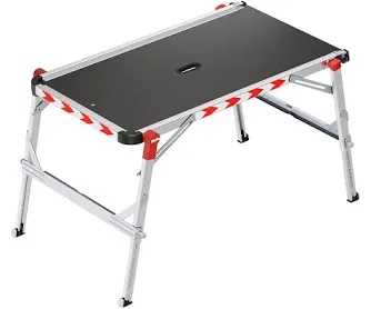 Hailo TP2 Plus | Work & Staircase Platform | Length and Height-Adjustable Telescopic Rails and feet | Integrated Bubble Level | for use with Step stools & stepladders