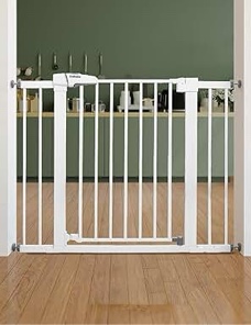 Babelio Baby Gate for Doorways and Stairs, 26''-40'' Auto Close Dog/Puppy Gate, Easy Install, Pressure Mounted, No Drilling, fits for Narrow and Wide Doorways, Safety Gate w/Door for Child and Pets