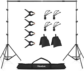 Aureday Backdrop Stand, 10x8.5ft Adjustable Photo Backdrop Stand for Parties, Heavy Duty Background Stand with Travel Bag, 6 Backdrop Clamps, 4 Crossbars, 2 Sandbags for Wedding/Decorations/Photoshoot