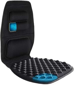FOMI Premium All Gel Orthopedic Seat and Back Cushion Pad | Upper Lower Back Support Pillow for Car, Office, Kitchen Chair | Pressure Sore, Coccyx Pain Relief | Prevents Sweaty Bottom | Foldable