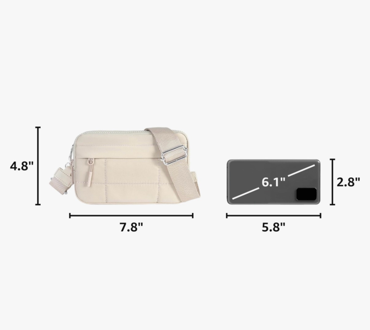 Wristlet Wallets for Women Small Nylon RFID Crossbody Bags Beige-l Large