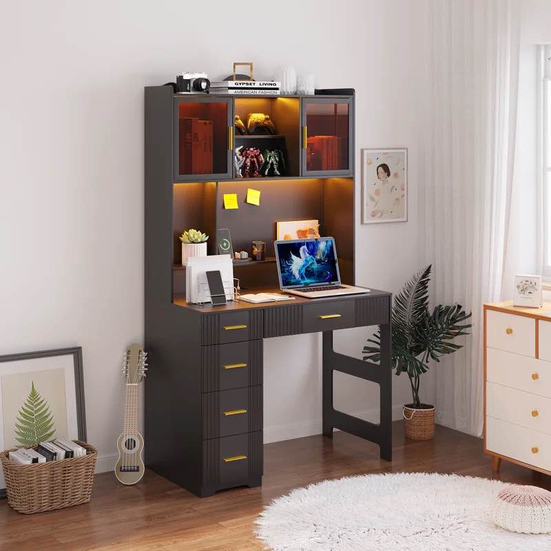Computer Desk with Hutch and LED Lighting