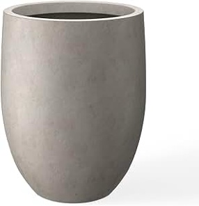 Kante 31.4" and 23.6" H Weathered Concrete Finish Concrete Tall Planters Large Outdoor Indoor Decorative Plant Pots with Drainage Hole and Rubber Plug, Modern Tapered Style for Home and Garden