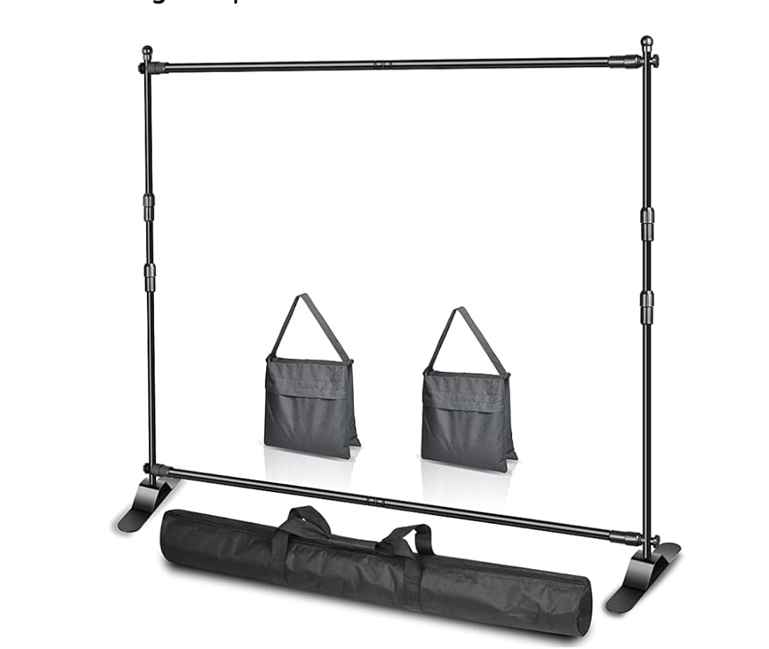 EMART 10 x 8ft (W X H) Photo Backdrop Banner Stand - Adjustable Telescopic Tube Trade Show Display Stand, Step and Repeat Frame Stand for Professional Photography Booth Background Stand Kit