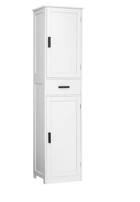 usikey 67" Tall Bathroom Cabinet, Storage Cabinet with 4 Shelves & 2 Doors, Narrow Storage Cabinet for Bathroom, Living Room, Home Office, White
