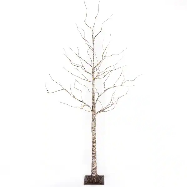6 ft Tall Pre lit Birch Tree with 88 Warm White LED Lights - N/A