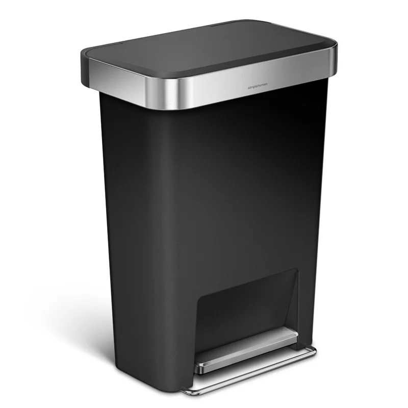 Simplehuman 45 Liter / 12 Gallon Rectangular Kitchen Step Trash Can with Soft-Close Lid, Plastic