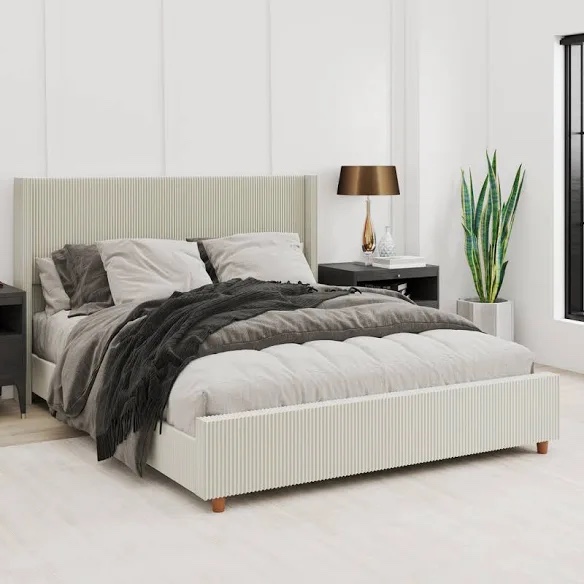 Mercer41 Corduroy Upholstered Platform Bed Frame