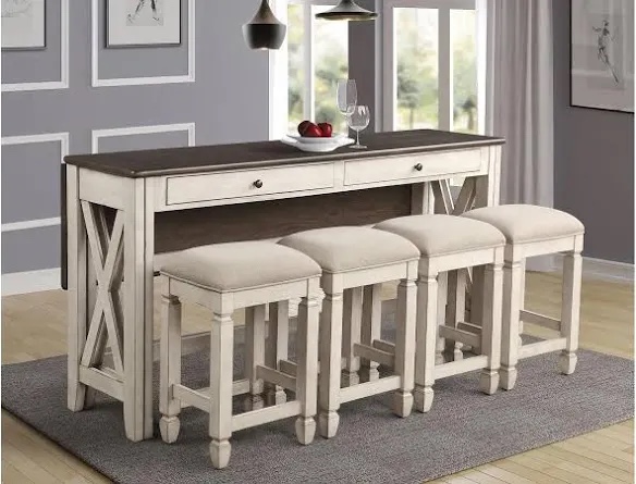 Bernards 5-Piece Pub Set, Oak and Black