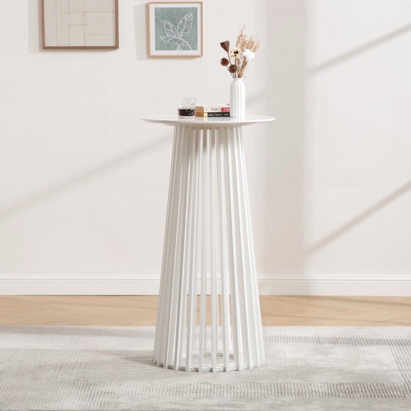 43.5’’ H Modern Round Bar Table, Solid Wood Base Bar Table For Dining Room