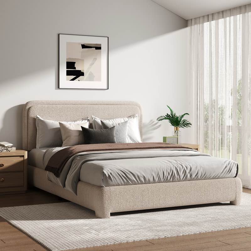 Bensu Boucle Upholstered Platform Bed