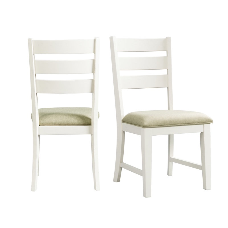 Picket House Furnishings Barrett Ladder Back Side Chair Set in Cottage White