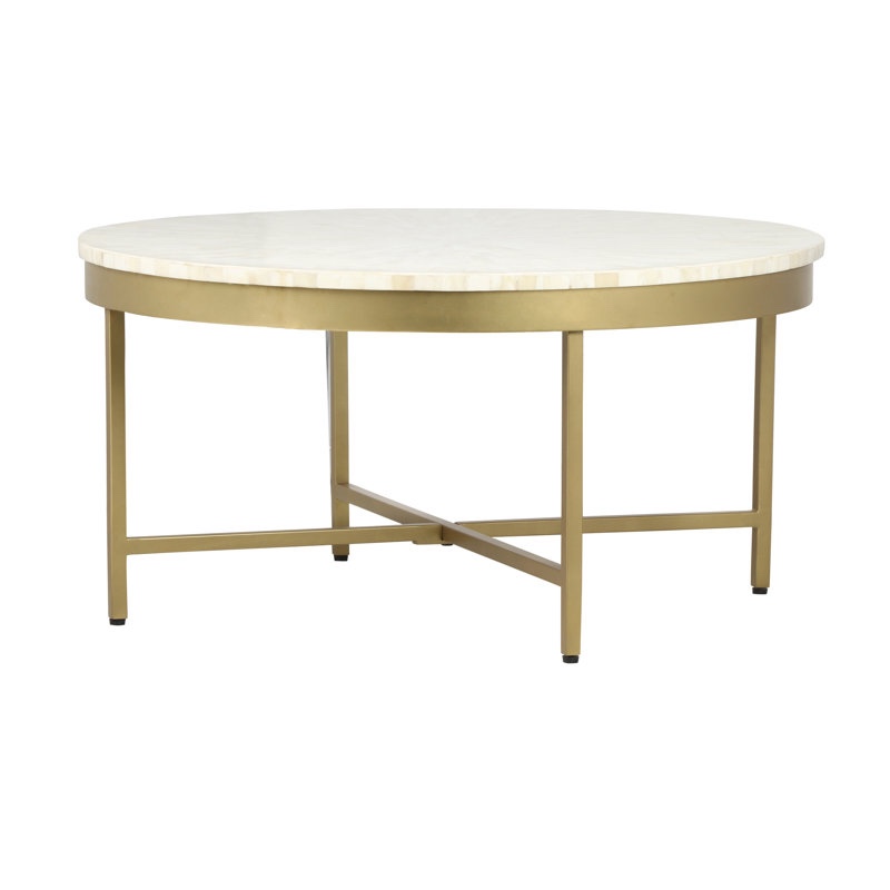Naquita Gold and Ivory Handmade Bone Inlay Coffee Table