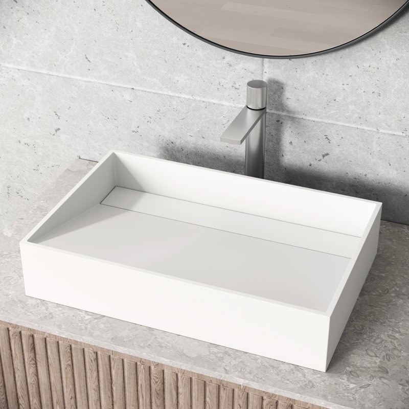 Starr 23" L x 15" W x 5" H Matte White Handmade Rectangular Vessel Bathroom Sink VG04028