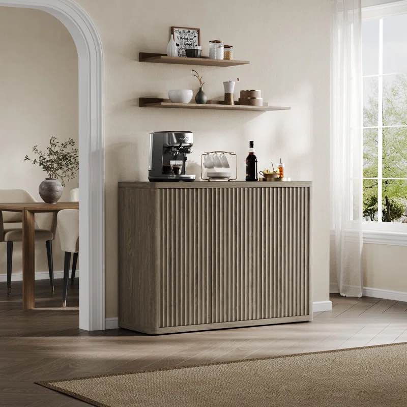 Cesiro 46.65'' W Sideboard With 3 Fluted Doors And Adjustable Shelves By Latitude Run®