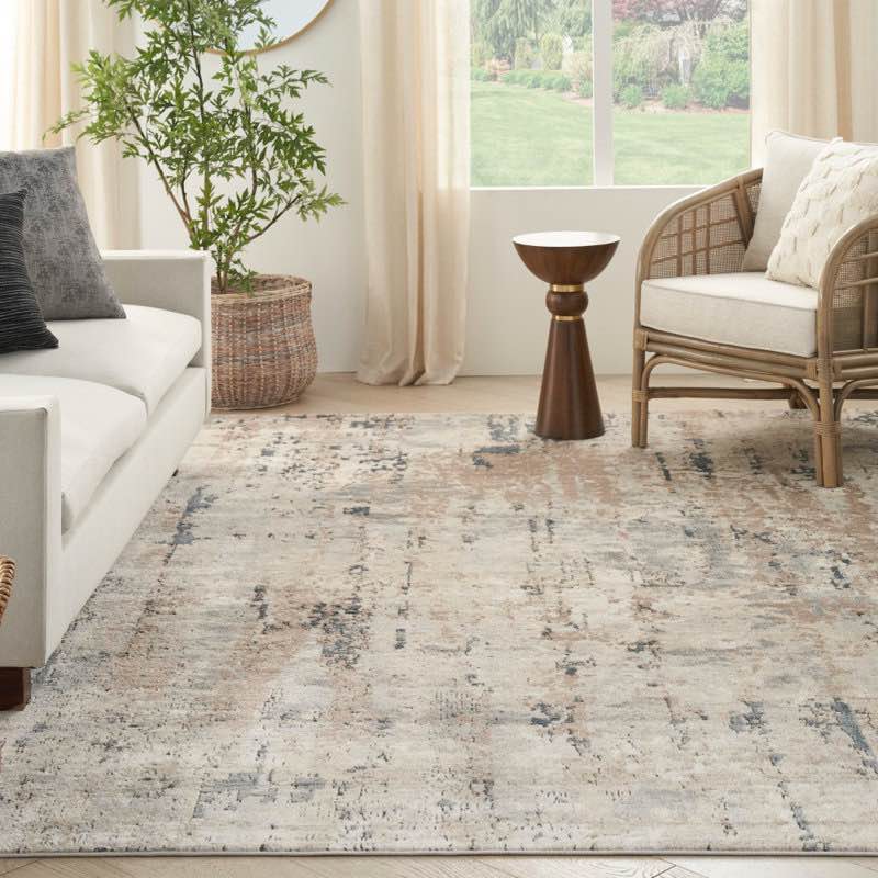 Addie Abstract Modern Machine Woven Area Rug in Beige/Gray