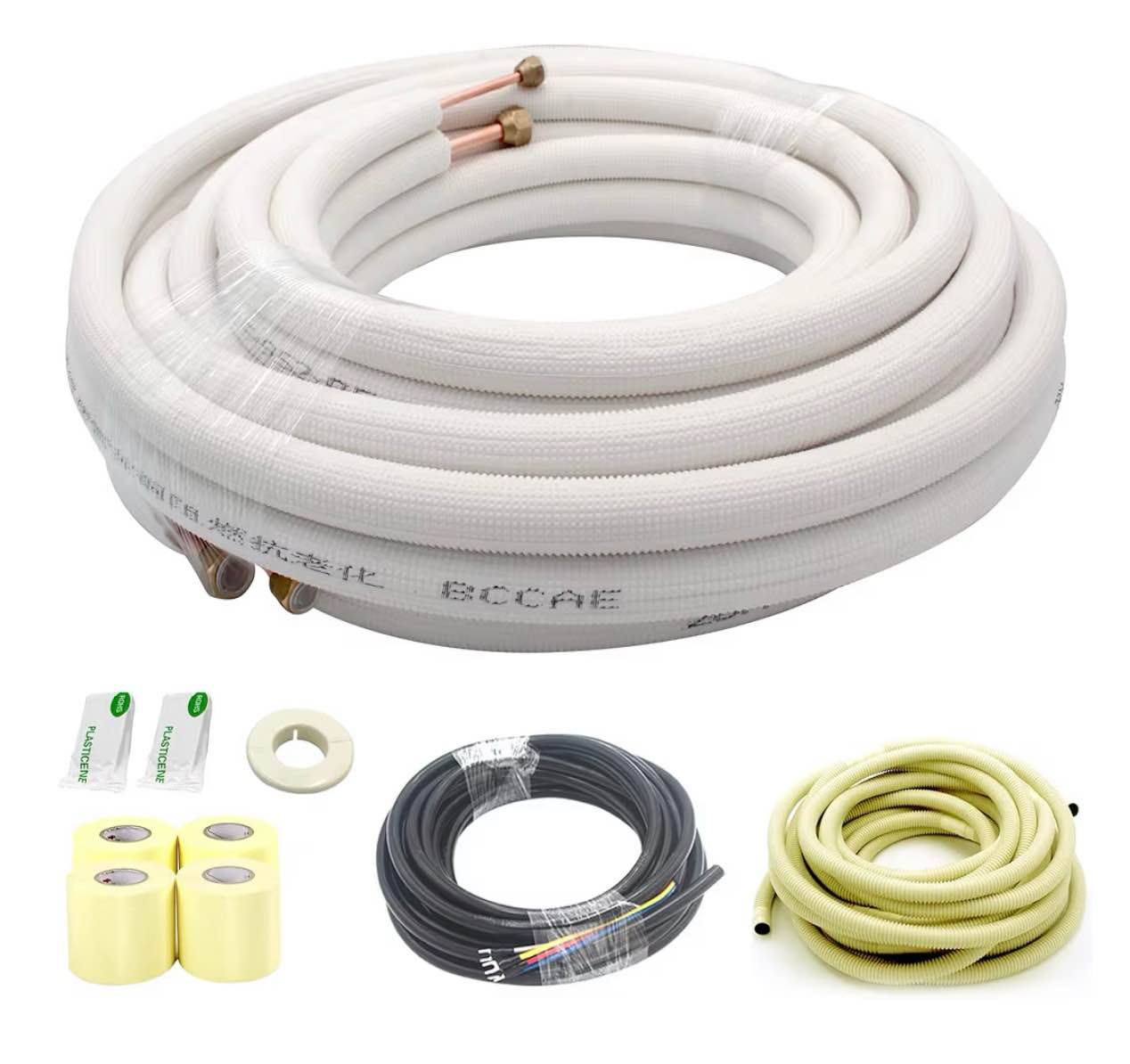 Brand: TADERUILY 4.3 4.3 out of 5 stars (90) 33 Ft Mini Split Line Set,Air Conditioning Copper Tubing Pipe Extension,1/4" & 3/8" 3/8" PE Thickened for AC and Heating Equipment Insulated with Nuts. (1/4+3/8)