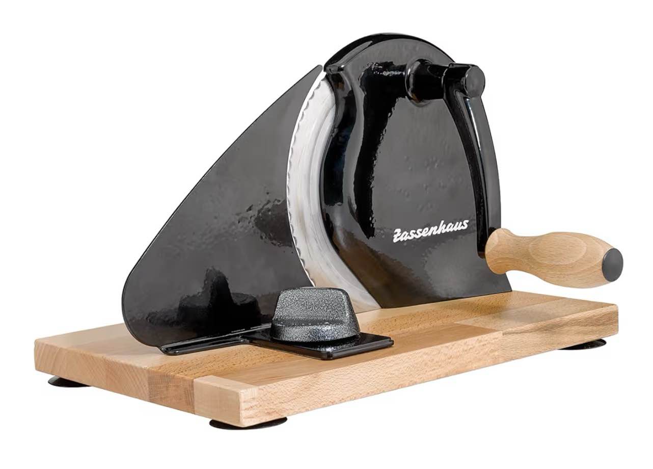 Zassenhaus Original Classic Adjustable Bread Slicer for Uniform Slices - Bread Slicer for Homemade Bread - 18/8 Stainless Steel Blade Sourdough Cutter - Black, 11.75" x 8" 