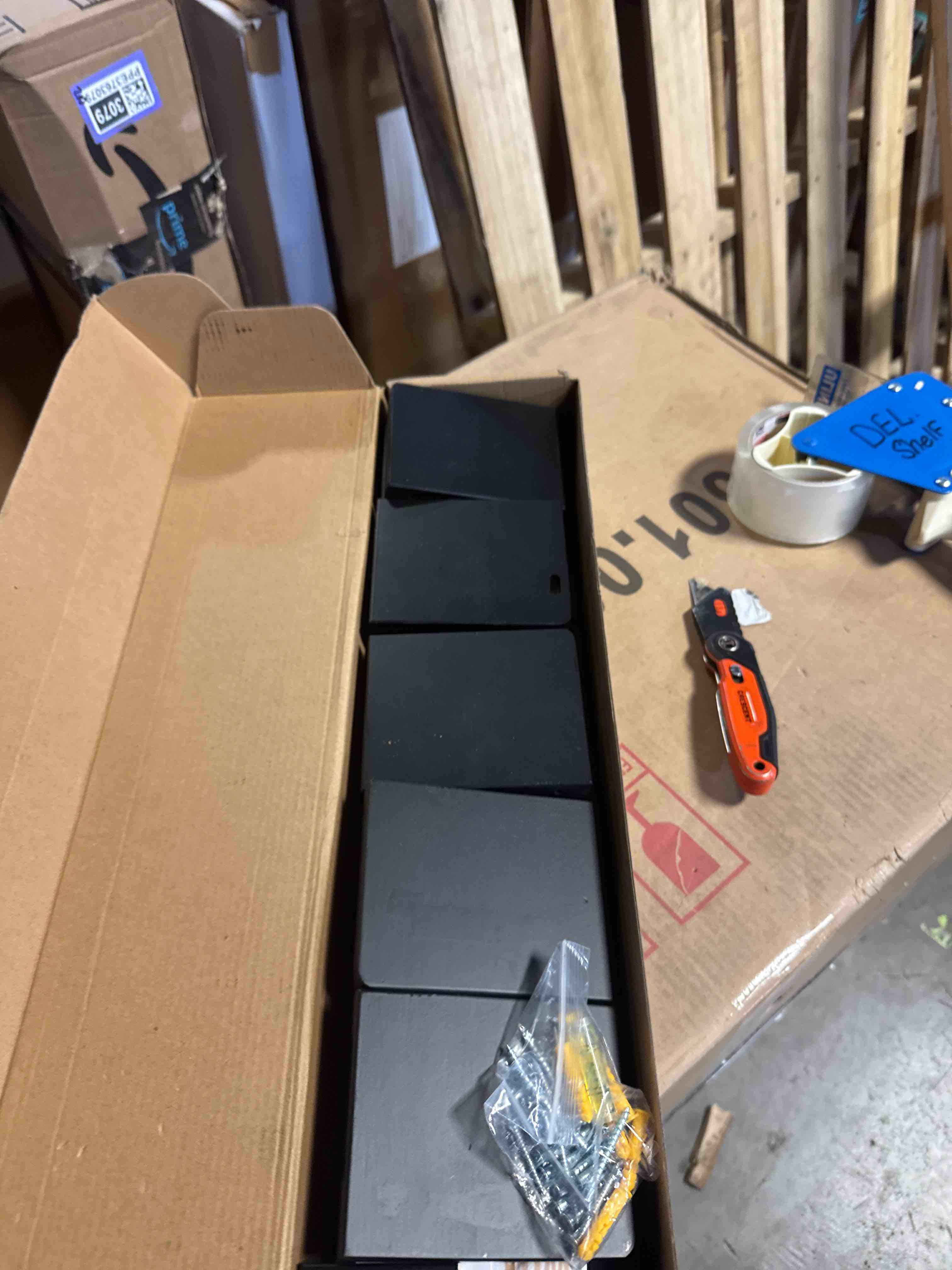 Condition photo showing Good Condition for AZSKY Classic Nursery Book Shelves Black Wooden Floating Shelves Wall Bookshelf for Bathroom Decor Kitchen Spice Rack Organizer Kids Room 24 Inch Set of 3 ( One piece is Broken)