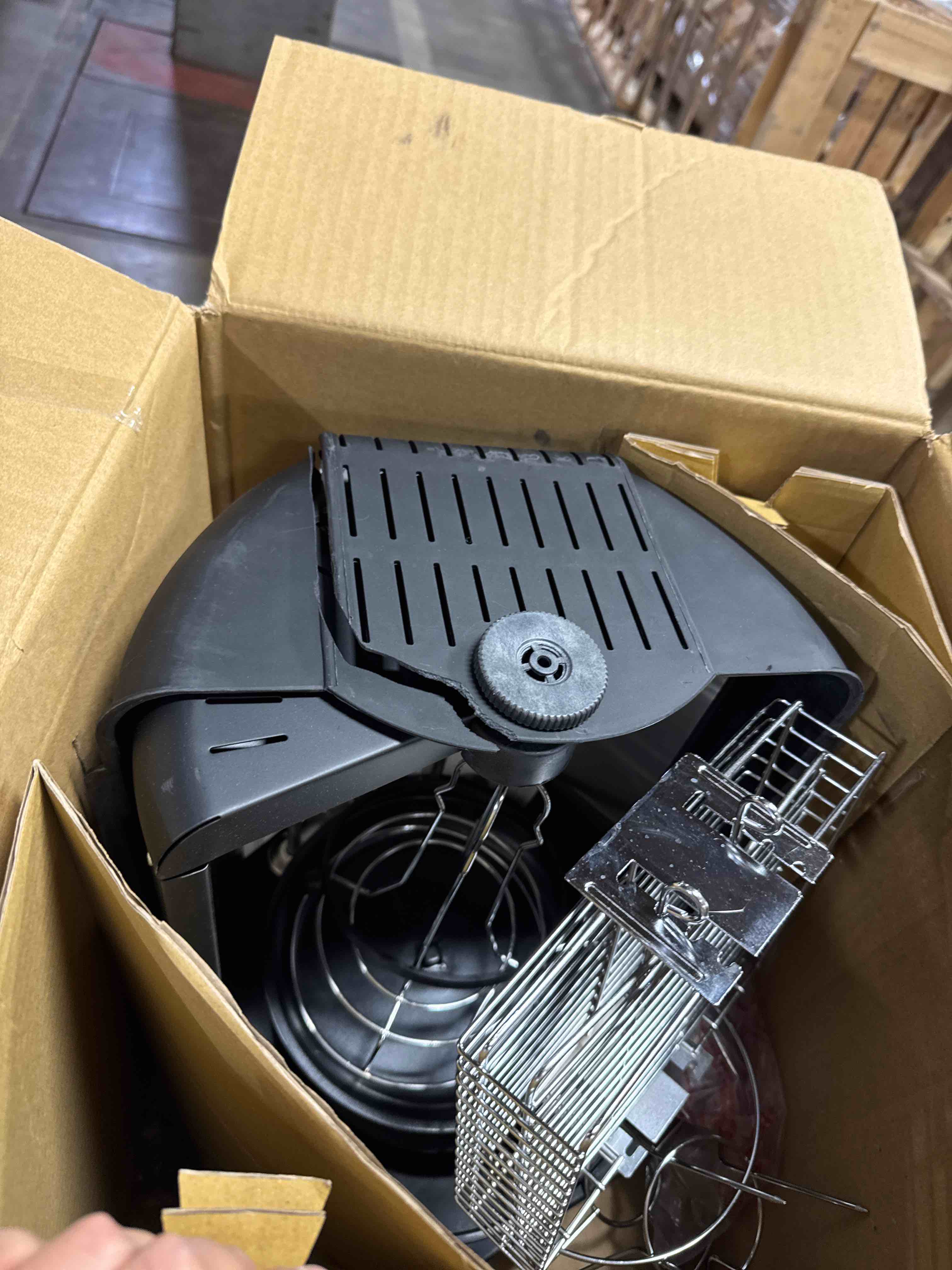 Condition photo showing As Is for Vertical Countertop Rotisserie Rotating Oven (Black)