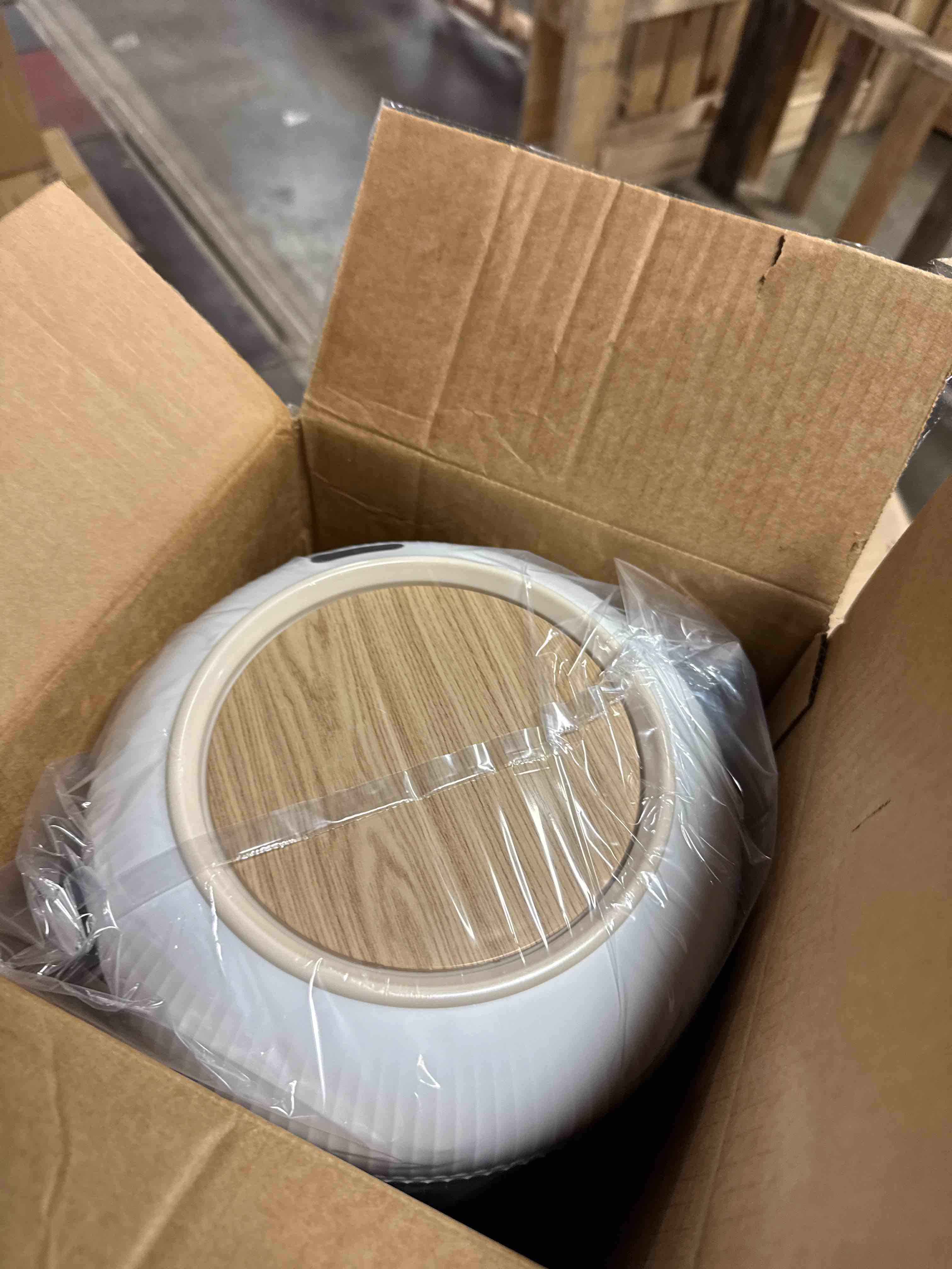 Condition photo showing New/Like New for Automatic Motion Sensor Bathroom Trash Can with Lid, 3 Gallon / 11L Touchless Trash Garbage Bin with Removable Legs for Kitchen, Bedroom, Office, Small Trash Cans Trashcan Wastebasket-White White Automatic with Legs