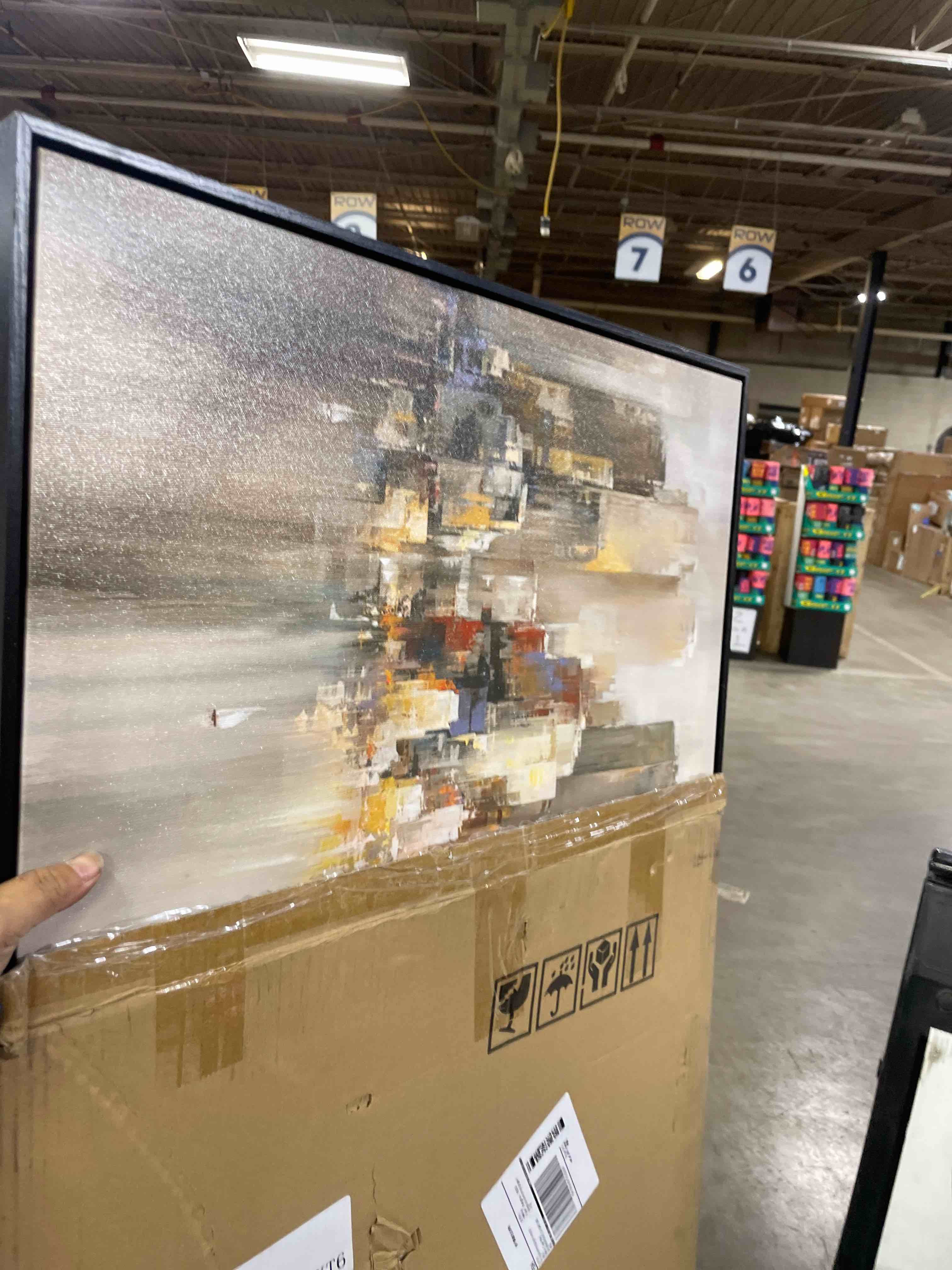 Condition photo showing New/Like New for Mofutinpo Abstract Modern Canvas Wall Art for Living Room Cityscape New York Wall Decor City Theme Paintings Brown Framed Pictures Office Artwork Wall Decor Bedroom Above Bed 48"L x 24"W New York Wall Decor-F