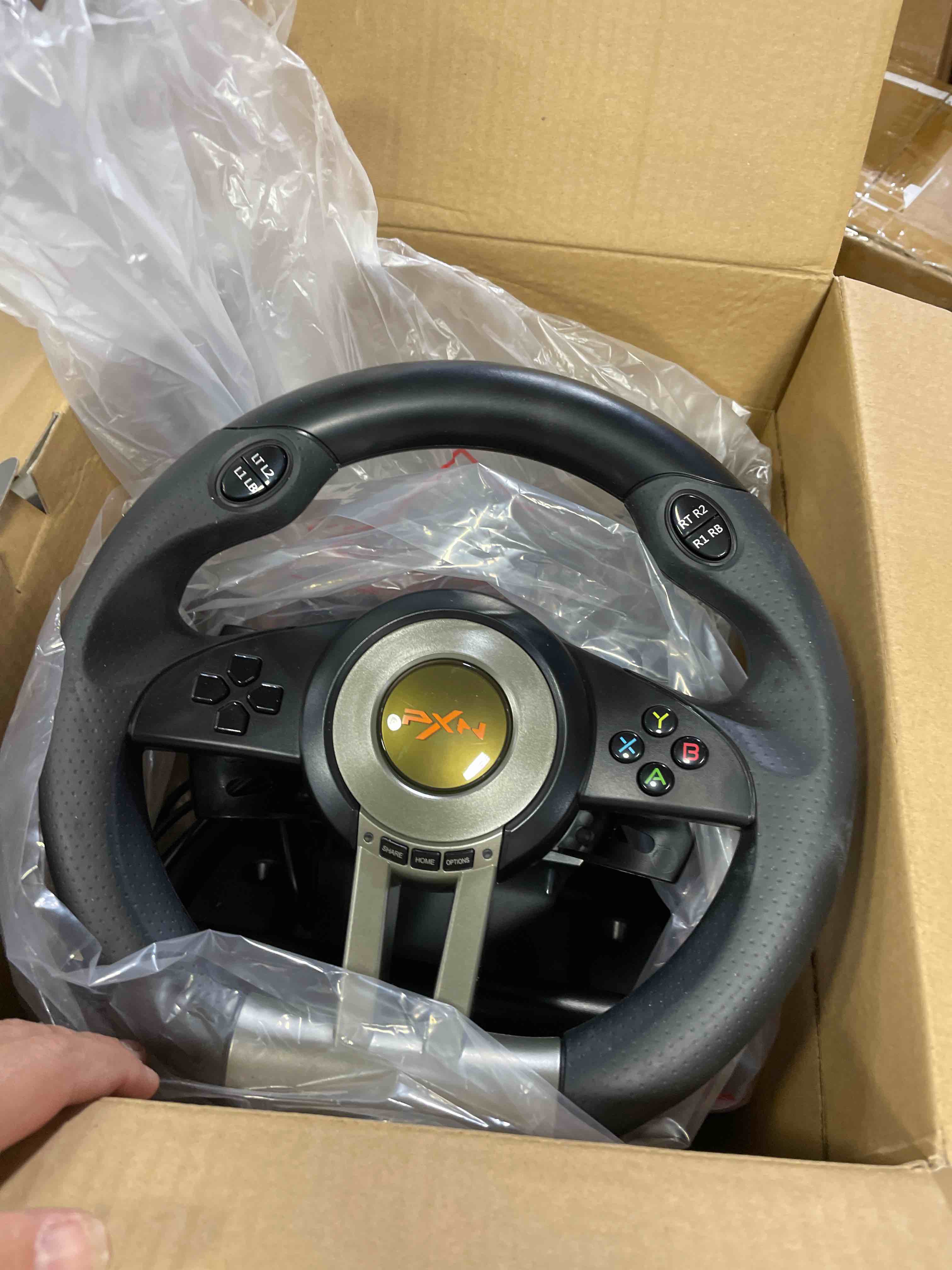 Condition photo showing New/Like New for PXN PC Racing Wheel, V3II 180 Degree Universal Usb Car Sim Race Steering Wheel with Pedals for PS3, PS4, Xbox One, Xbox Series X/S, Switch (Black)