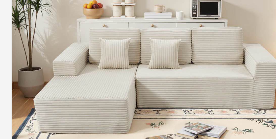 108" modular cloud sectional couch with l-shape chaise - deep seat upholstered couch for living room & bedroom, no assembly required ( one piece only missing chase)