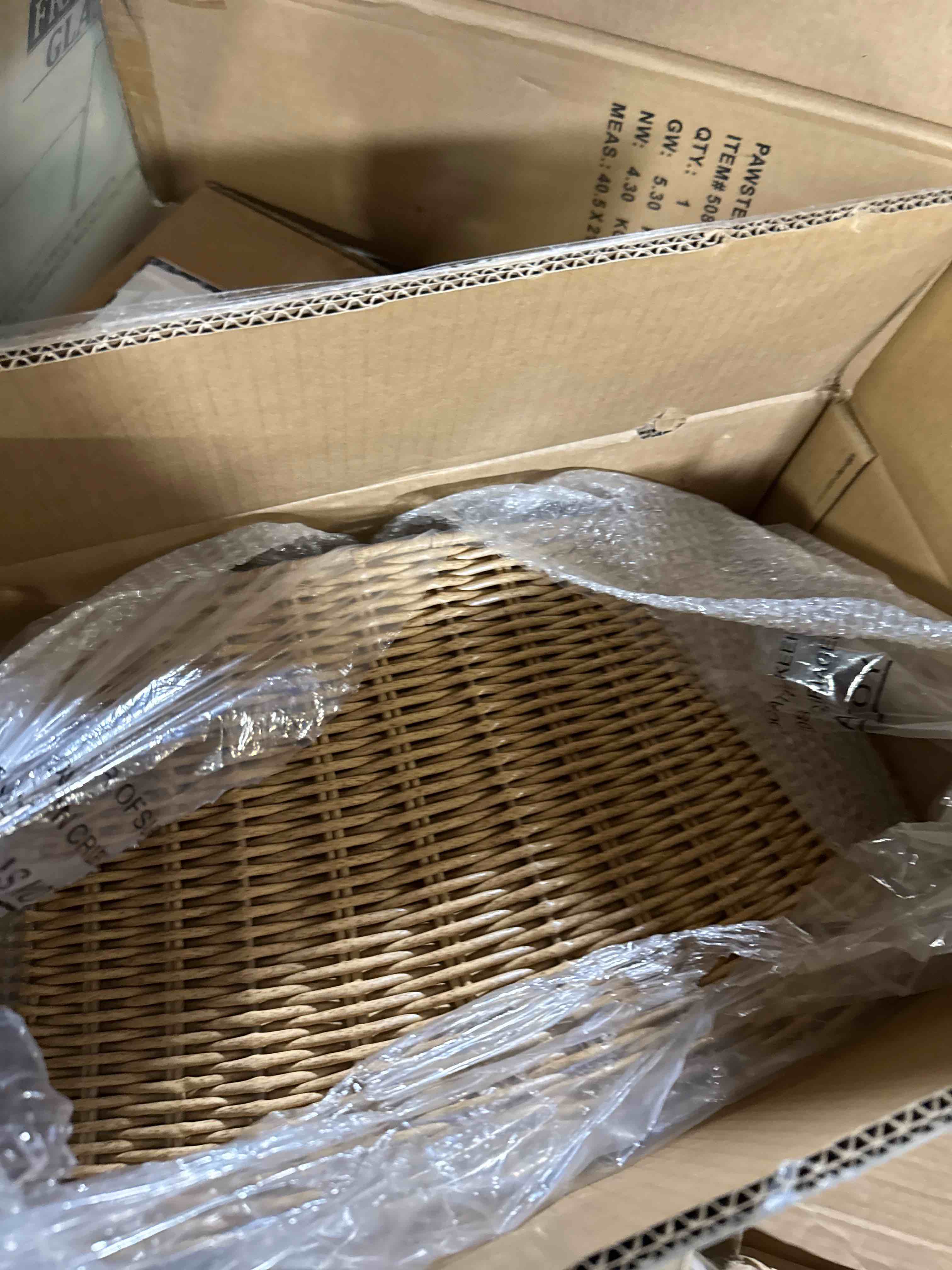 Condition photo showing New/Like New for DUMOS 27in Christmas Tree Collar, 4-Piece Durable Wicker Base Cover for 7.5ft Artificial Trees, Holiday Decorations, Natural