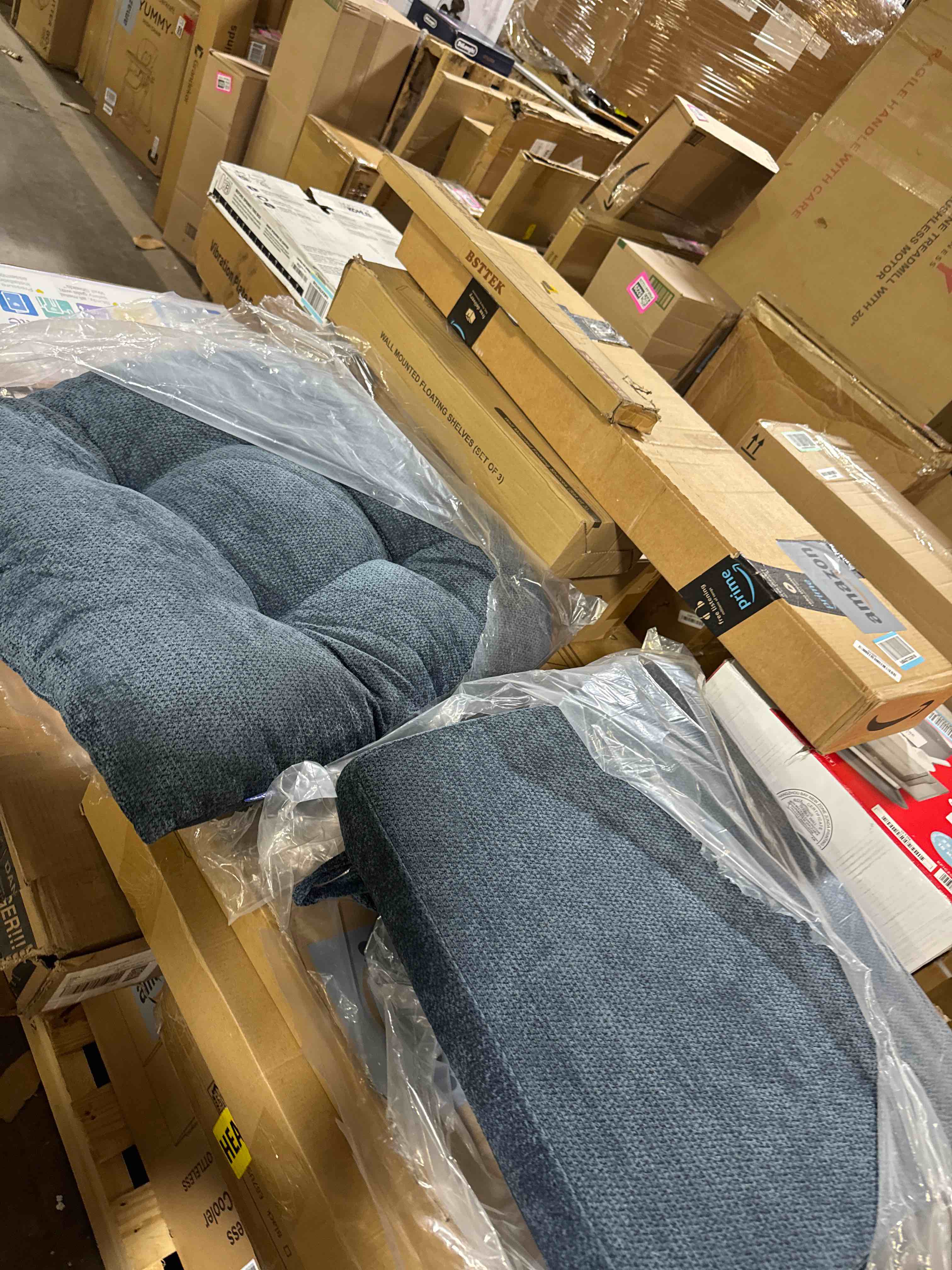 Condition photo showing Good Condition for 5 PCS Glider Rocker Replacement Cushions with Storage Side Pocket, Luxuriy Chenille Fabric Foam & Microfiber Filling, Thickened & Supportive Rocking Chair Cushion Set, Dark Blue