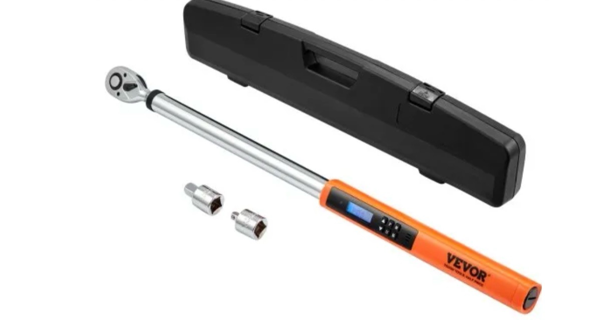 vevor digital torque wrench, 1/2" drive electronic torque wrench, torque wrench kit 25-250ft.lb/34-340n.m torque range accurate to ±2%, 3-mode adjustable torque wrench set with led buzzer calibration