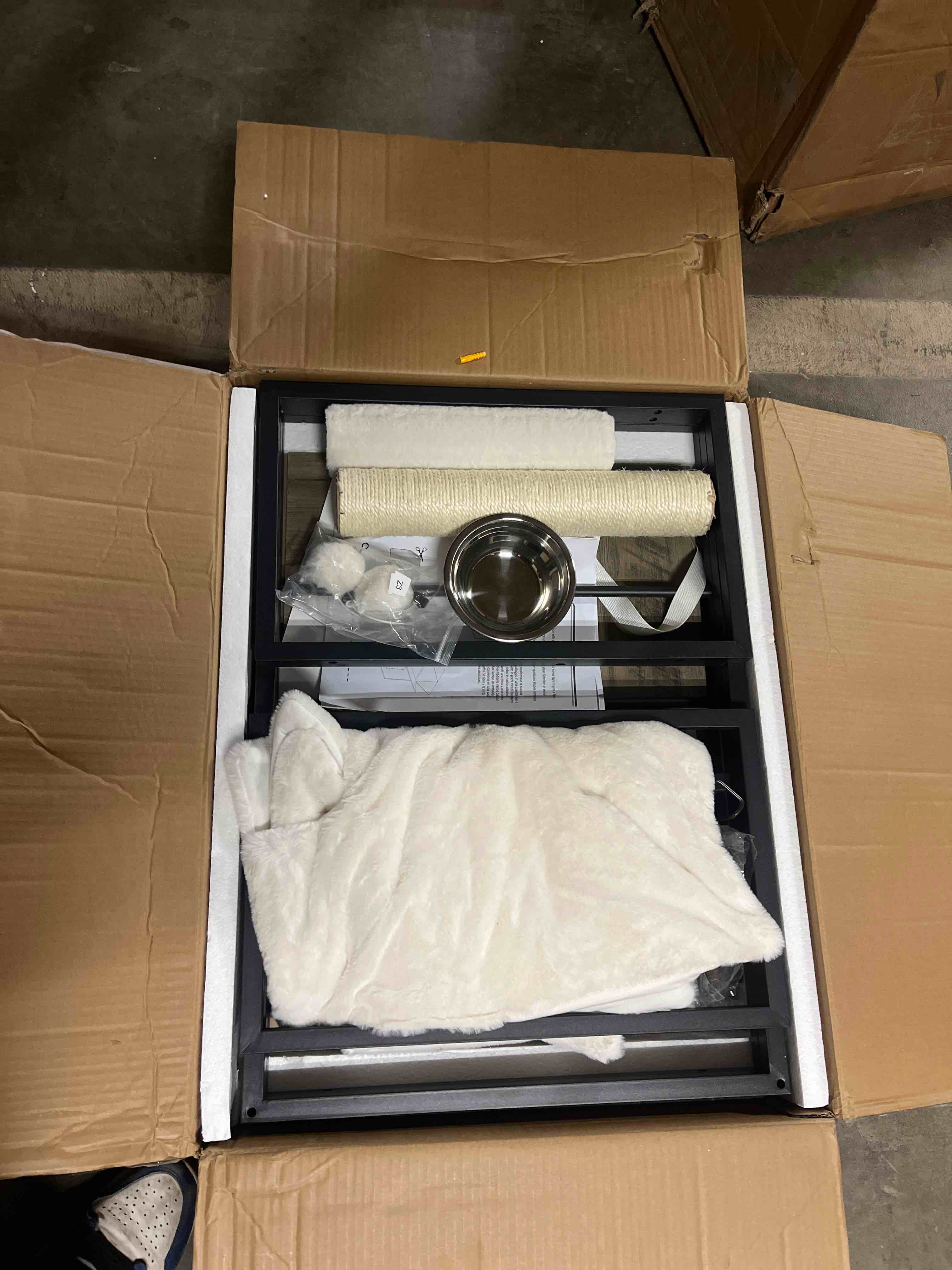 Condition photo showing New/Like New for 58.27" Cat Condo with Litter Box Enclosure and Elevated Bowls