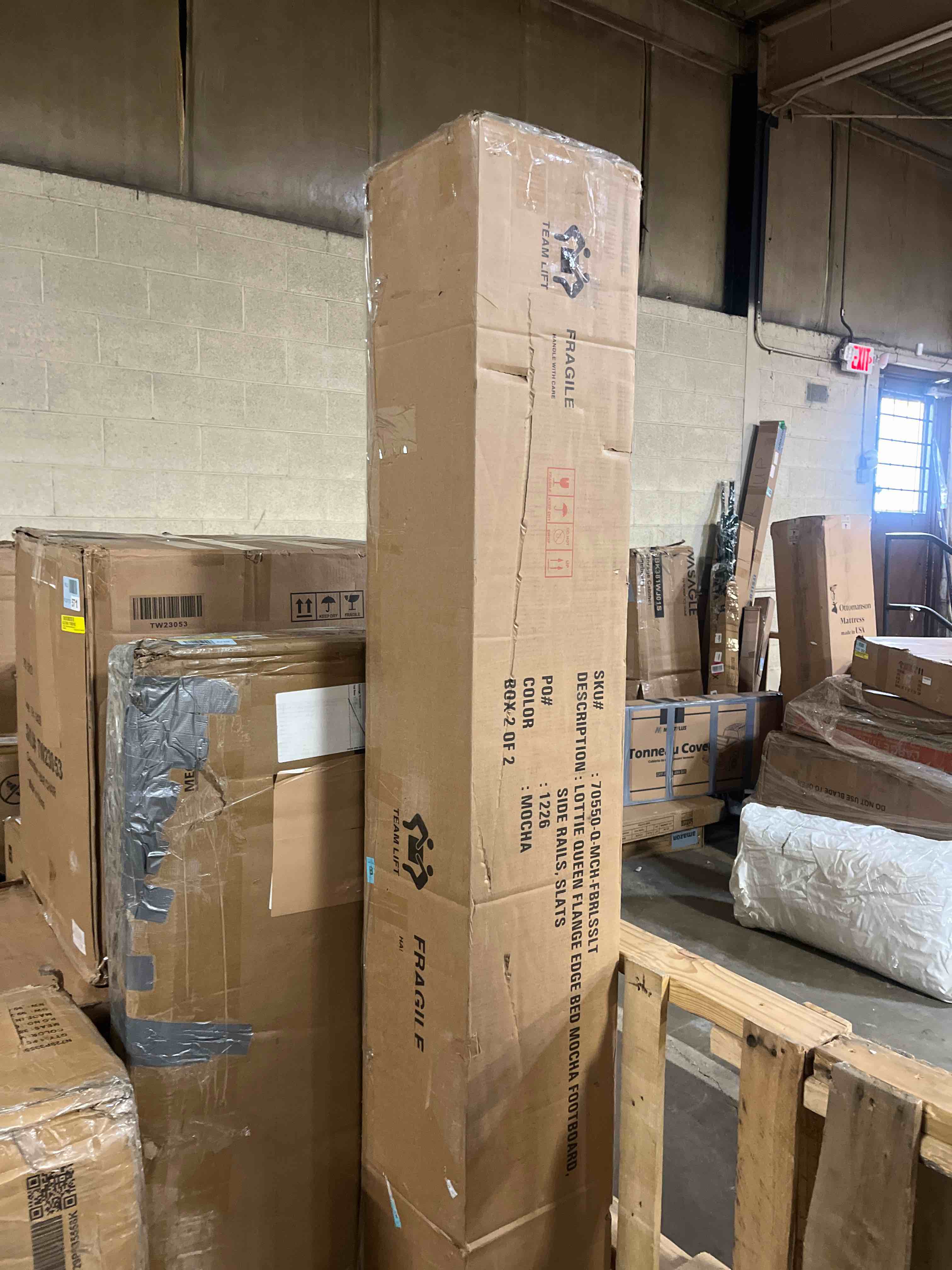 Condition photo showing Good Condition for DG Casa Lottie Brown Flange Edge Bed Frame with Headboard – Queen Size Bed Upholstered Mocha Fabric – Knife Edge Seams – No Box Spring Required
