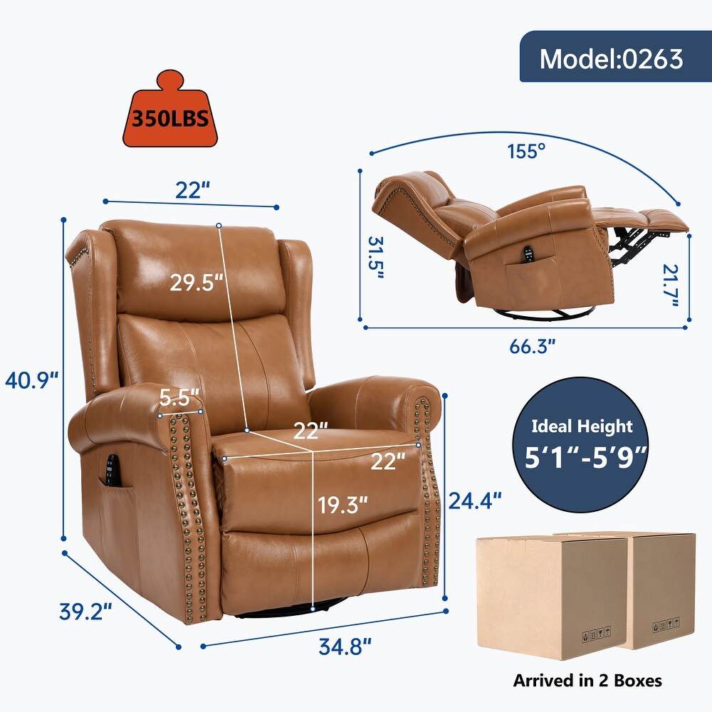 Condition photo showing Good Condition for RoomfittersLeather Manual Swivel Rocker Recliner Chair with Heat and Massage Glider Lounge Sofa for Living Room, Incomplete Box 1 of 3 Only