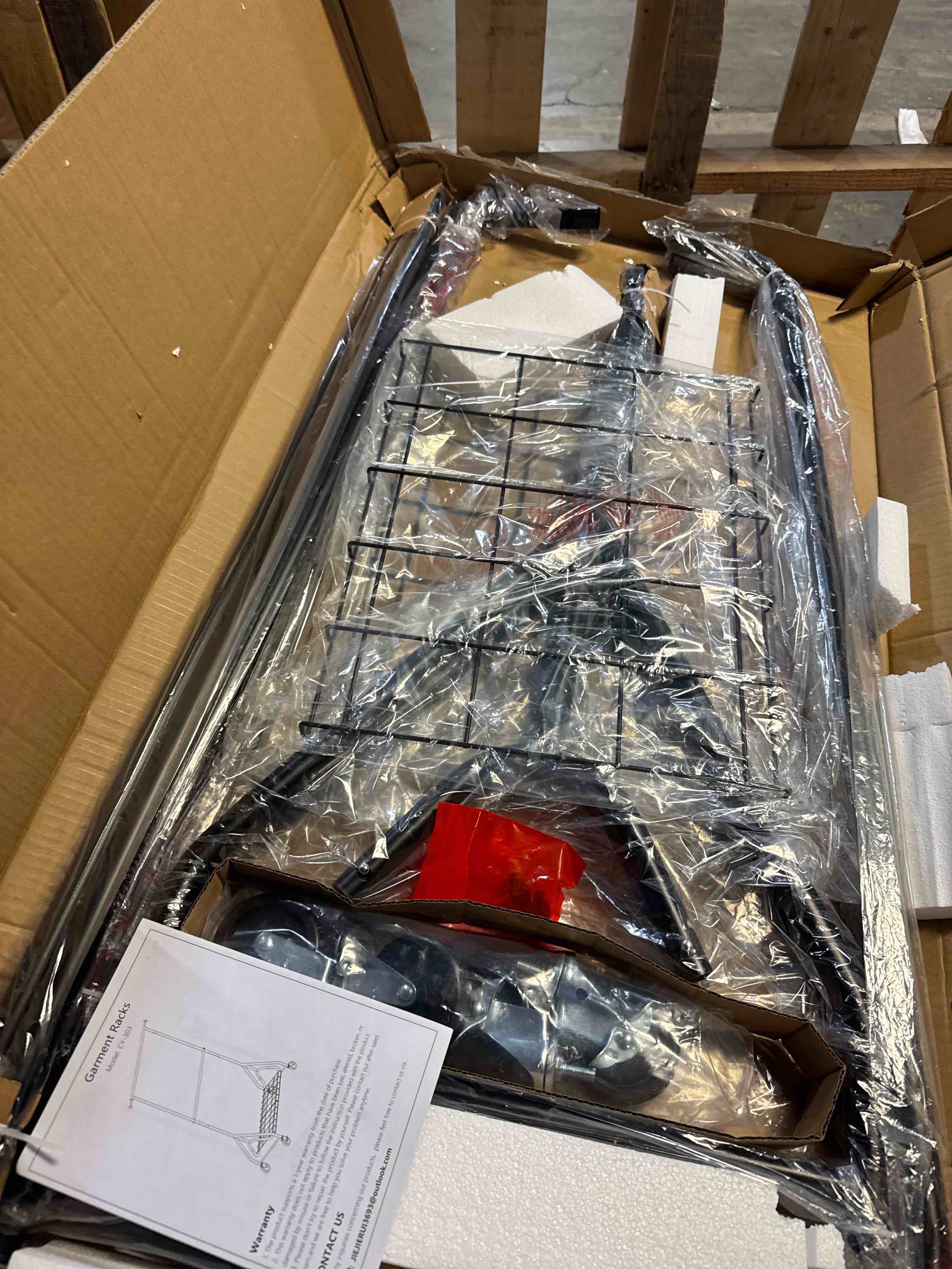 Condition photo showing New/Like New for Heavy Duty Clothes Rack for Hanging Clothes, Double Rods Clothing Rack with Lockable Wheels, Rolling Metal Garment Racks Heavy Duty, Portable Wardrobe Closet Racks, Black Black Doule Rods