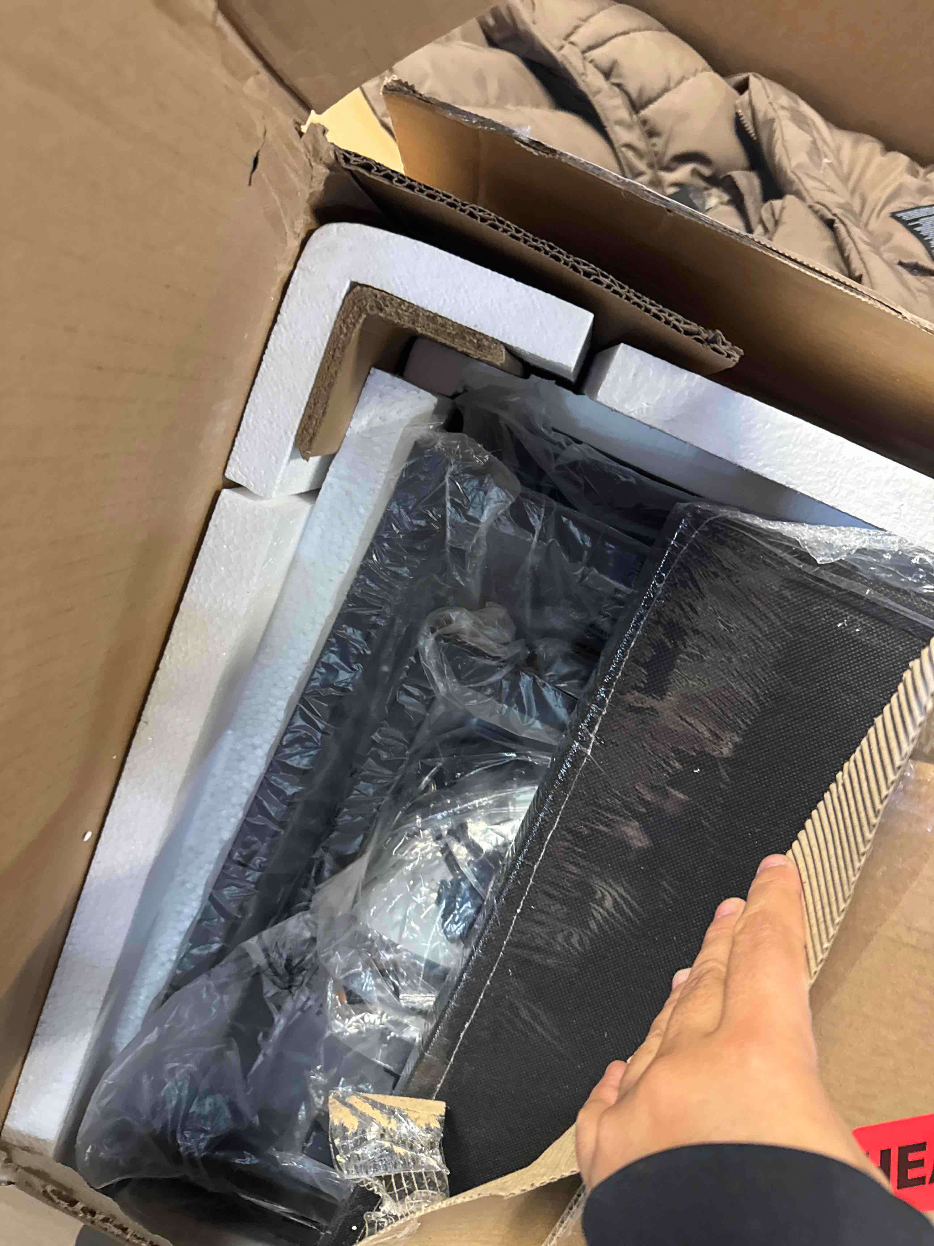 Condition photo showing New/Like New for Huuger 70 Inch Dresser for Bedroom, TV Stand for 65, 75, 80 Inch TV, 13 Fabric Drawer Long Dresser, Large Entertainment Center for Bedroom, Wide Chest of Drawer with Storage, Rustic Brown