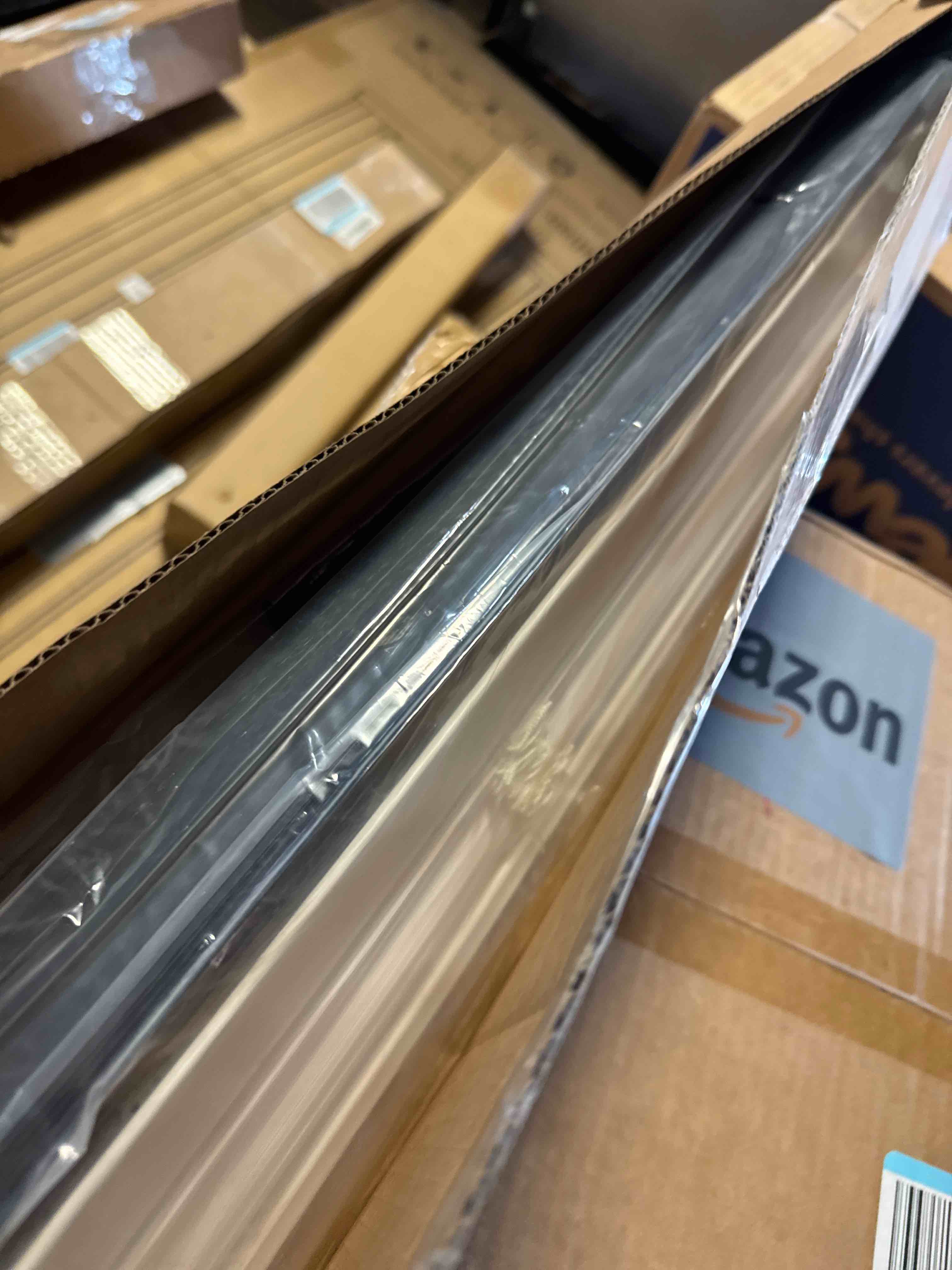 Condition photo showing New/Like New for LazBlinds No Tools No Drill Cordless 1" Vinyl Mini Blinds, 100% Blackout Blinds for Indoor Windows, Room Darkening Privacy Window Blinds and Shades for Interior, 34" W x 64" H, White White 34" W x 64" H