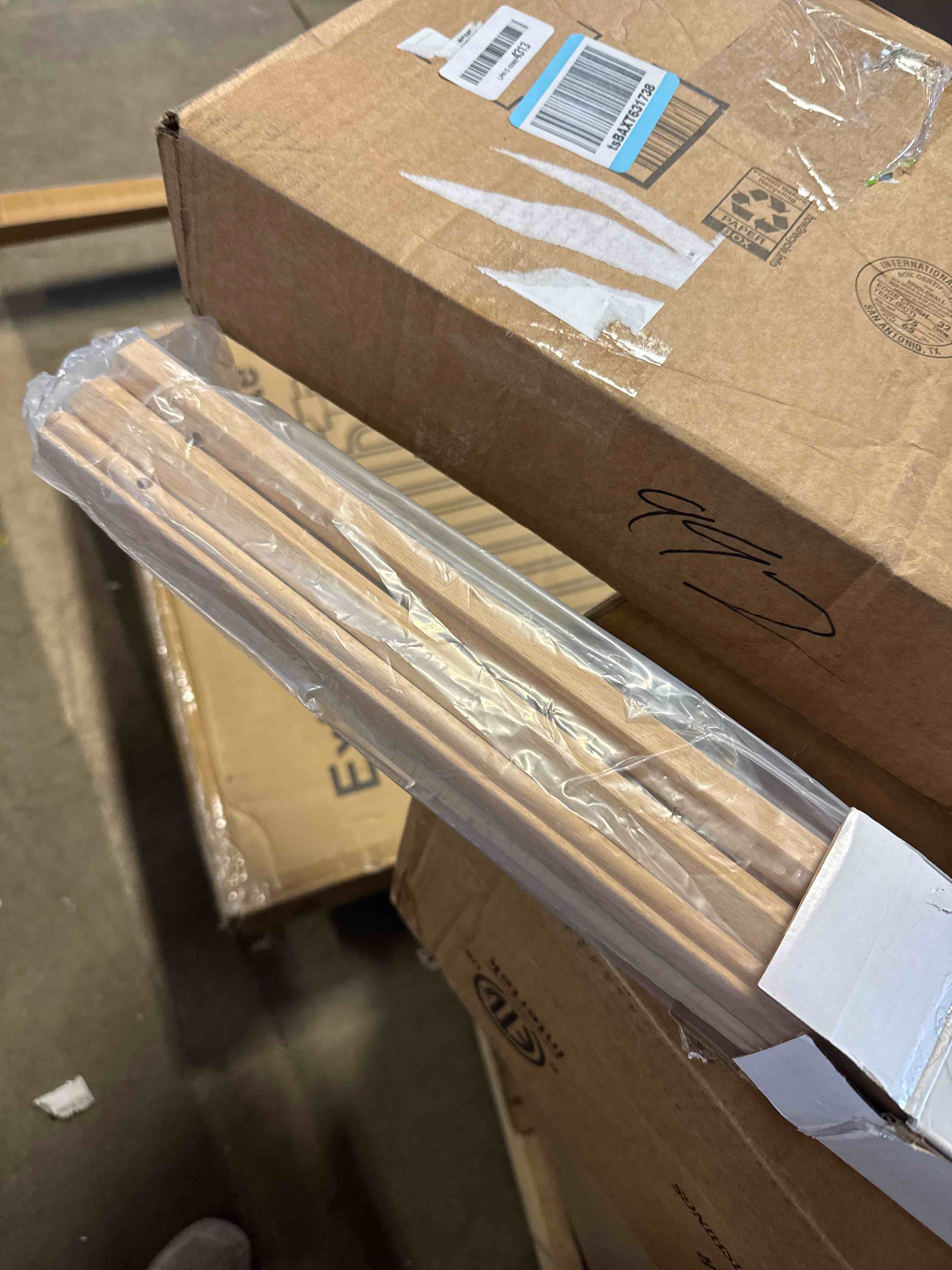 Condition photo showing New/Like New for MEEDEN: Easel Stand for Display - Walnut - 64" Height Sturdy Wooden Tripod for Poster Board-Artwork-Weddings-Events-Pictures-Presentation, Easy Set-Up ( One in stock is NATURAL COLOR)