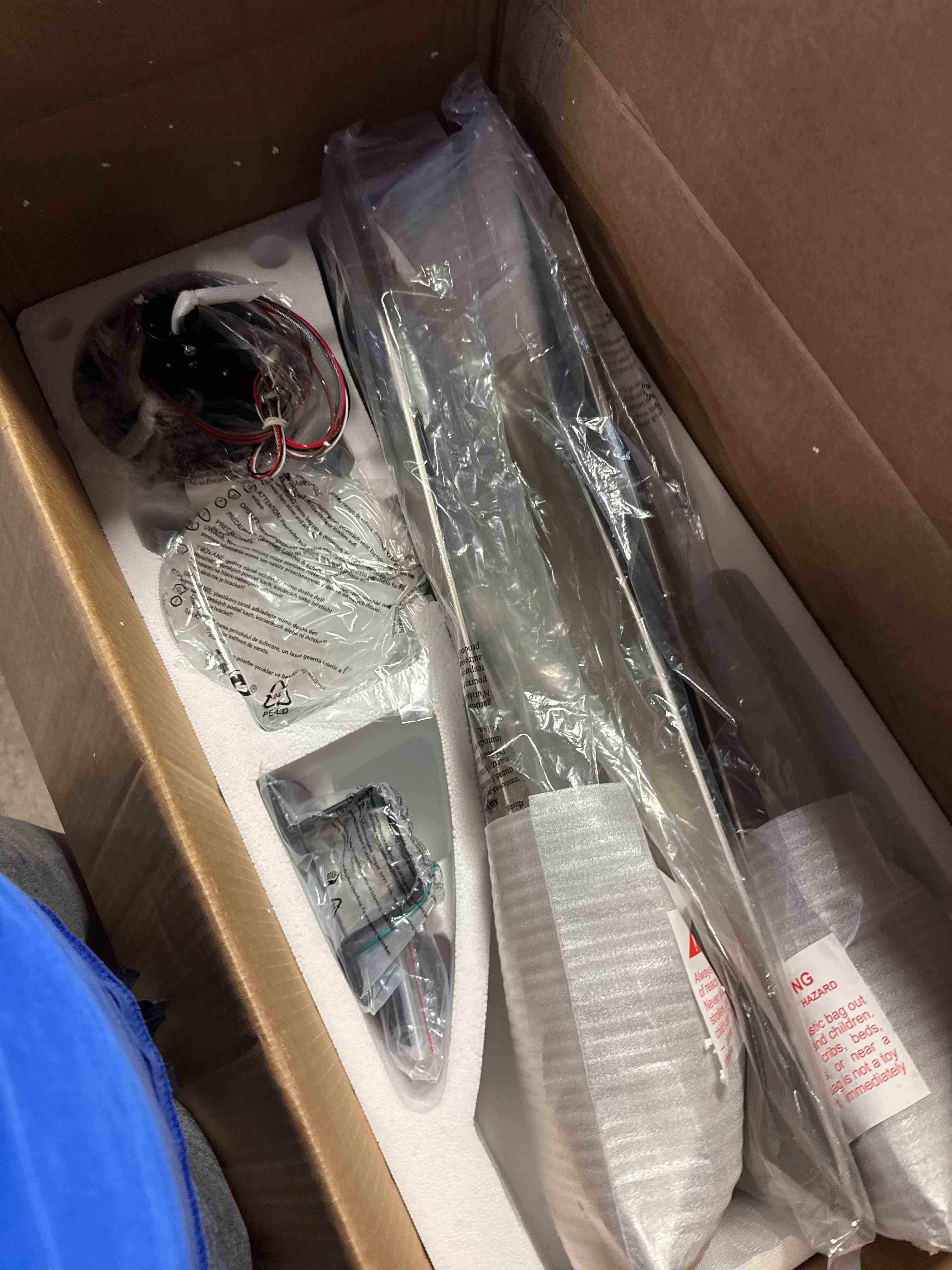 Condition photo showing New/Like New for VONLUCE Ceiling Fans with Lights, 52" Mid Century Ceiling Fan and Remote, Stepless Dimming, 6 Speeds Noiseless DC Motor, 3 ABS Blades, Indoor Ceiling Fan for Kitchen Bedroom Living Room, Nickel Nickel with Light