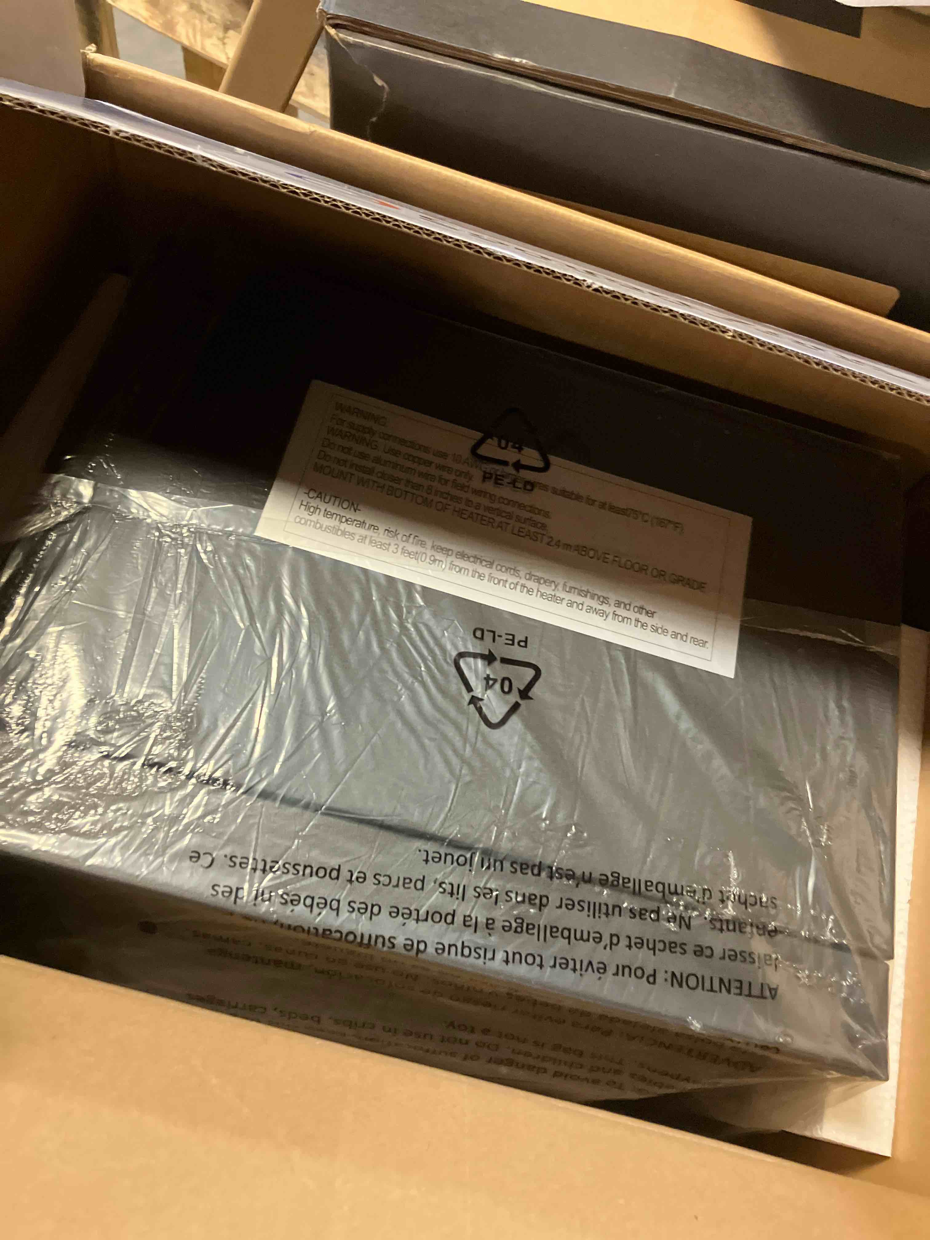 Condition photo showing New/Like New for Comfort Zone Hard-Wired Ceiling Mount Garage Electric Space Heater  Fan-Forced  5 000 watt  240 volt  Overheat Protection  Thermal Cut-Out Switch  Ideal for Workshop & Garage  ETL Compliant  CZ220BK