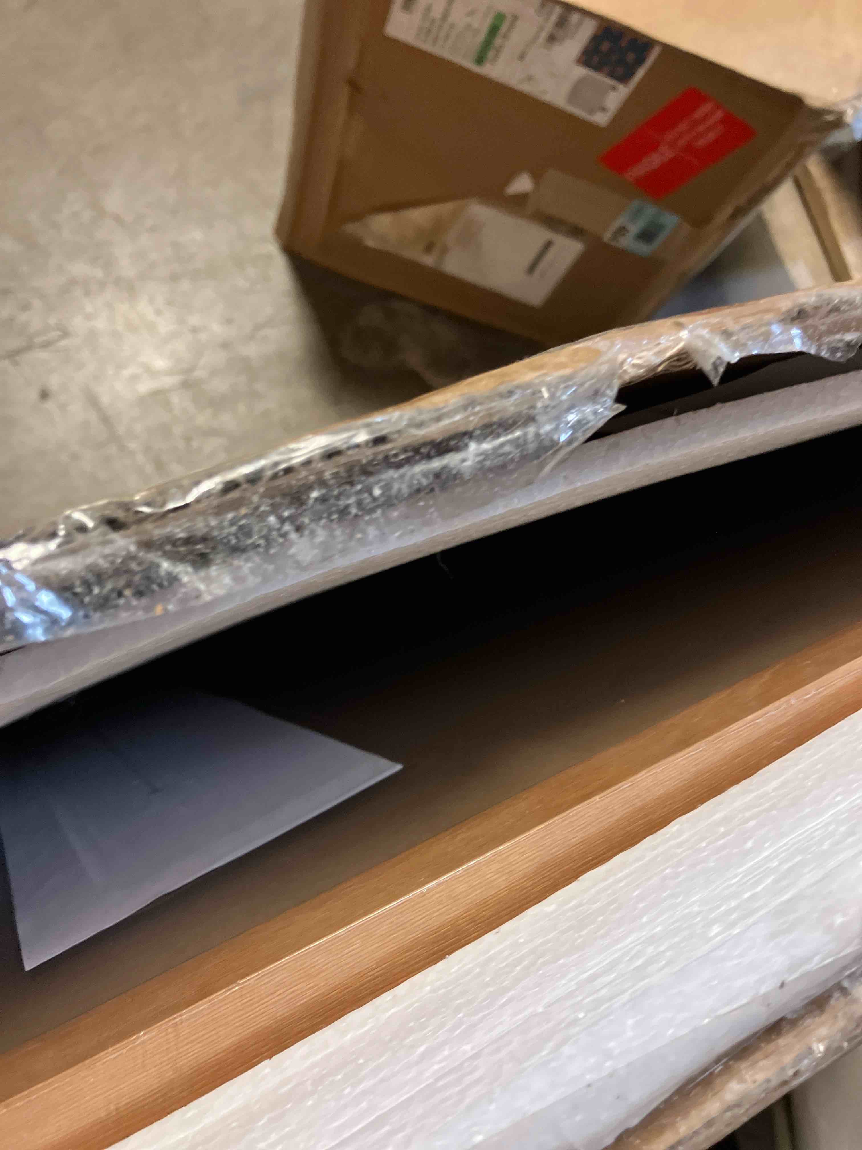 Condition photo showing New/Like New for 24 x 36 Magnetic Chalkboard Blackboard - Large Hanging Framed Wall Chalk Board w/Wooden Frame - Rustic 2x3 Wall Black Board to Use at Home and Office - Includes Magnets (Brown) 24 x 36 Brown