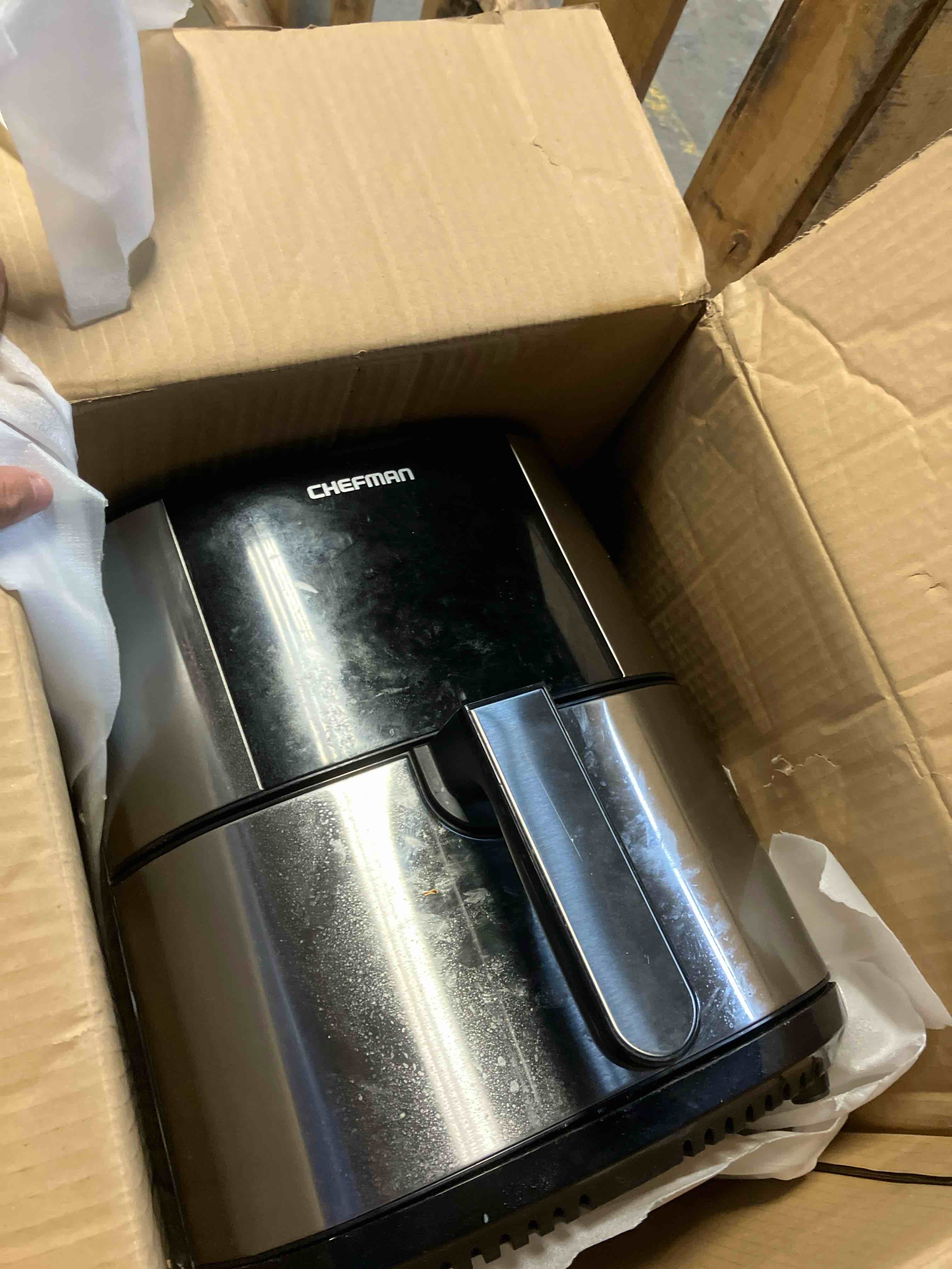 Condition photo showing Good Condition for Chefman Air Fryer 8 Qt | TurboFry® 4-in-1 with 450°F Hi-Fry Option for Crispier Results | Bake, Dehydrate, Frozen | XL Nonstick Dishwasher-Safe Basket | Stainless Steel ( USED)