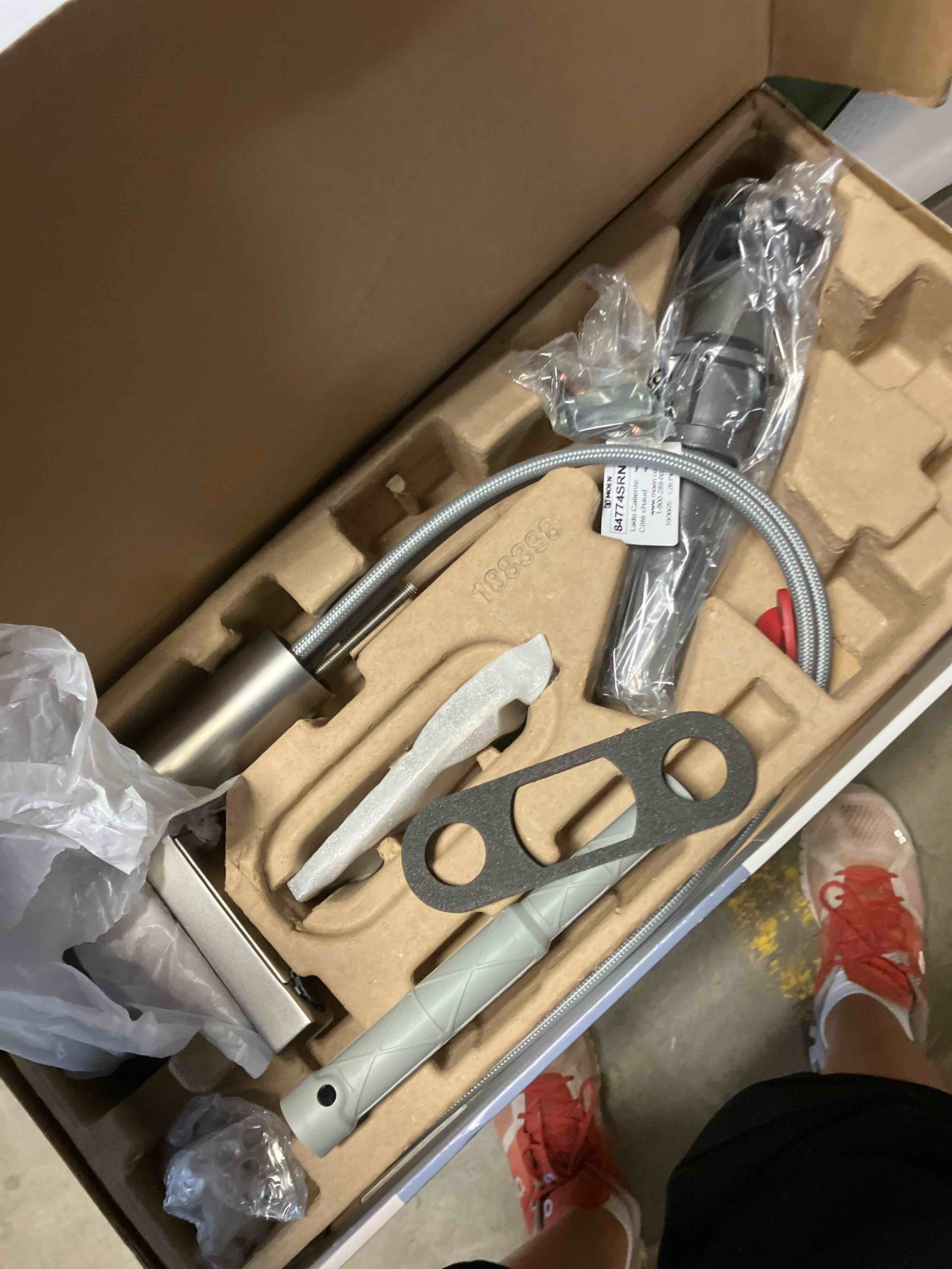 Condition photo showing Good Condition for Moen Beric Spot Resist Nickel Modern One-Handle Single Hole Bathroom Faucet with Drain Assembly and Optional Deckplate for Your Bath Sink, 84774SRN