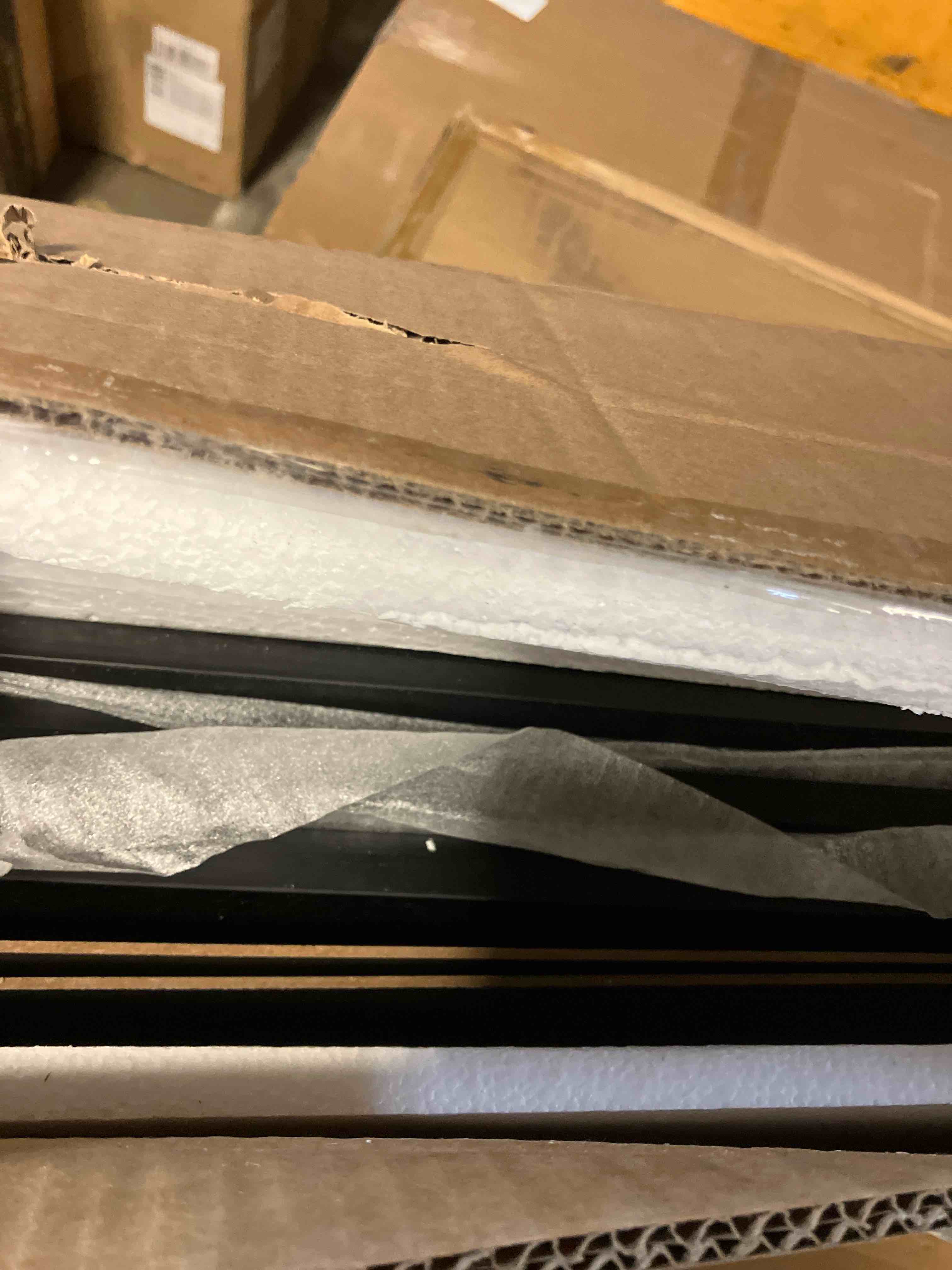 Condition photo showing New/Like New for Huuger Buffet Cabinet with Storage, Storage Cabinet with PE Rattan Decor Doors, Accent Sideboard Buffet with Solid Wood Feet, for Hallway, Entry, Living Room, All Black