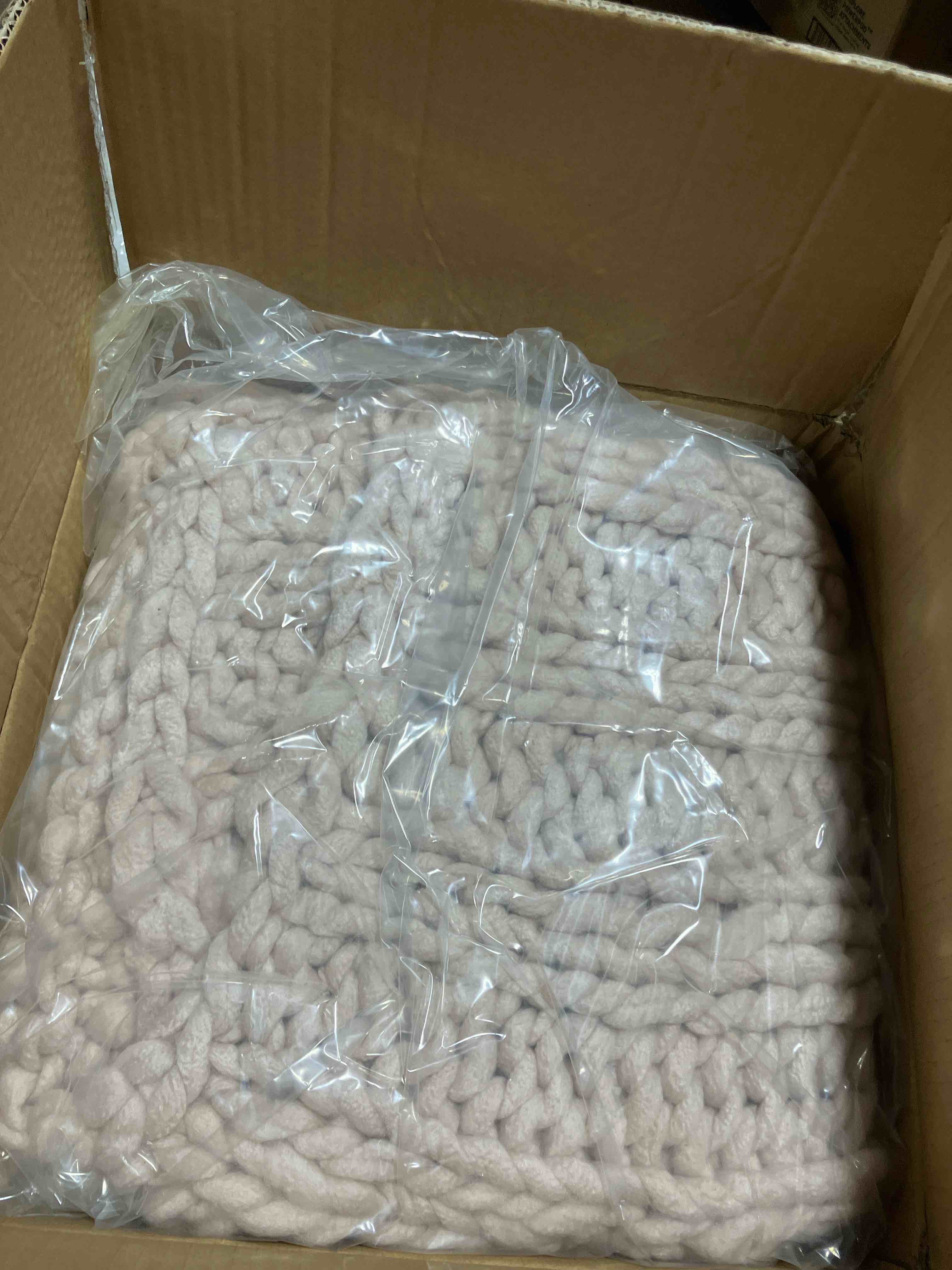 Condition photo showing New/Like New for 50"x60" Chunky Cable Knit Throw Blanket Blush - Dream Theory: Midweight, Hand Wash, Polyester