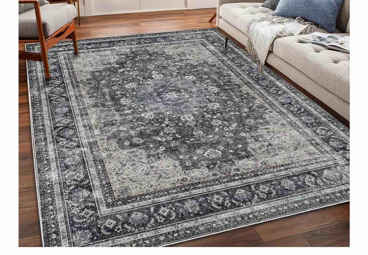 Area Rug 6'x9' Washable Vintage Traditional Floor Cover Thin Retro Kitchen Indoor Distressed Non Slip Carpet for Living Room Bedroom Dining Room