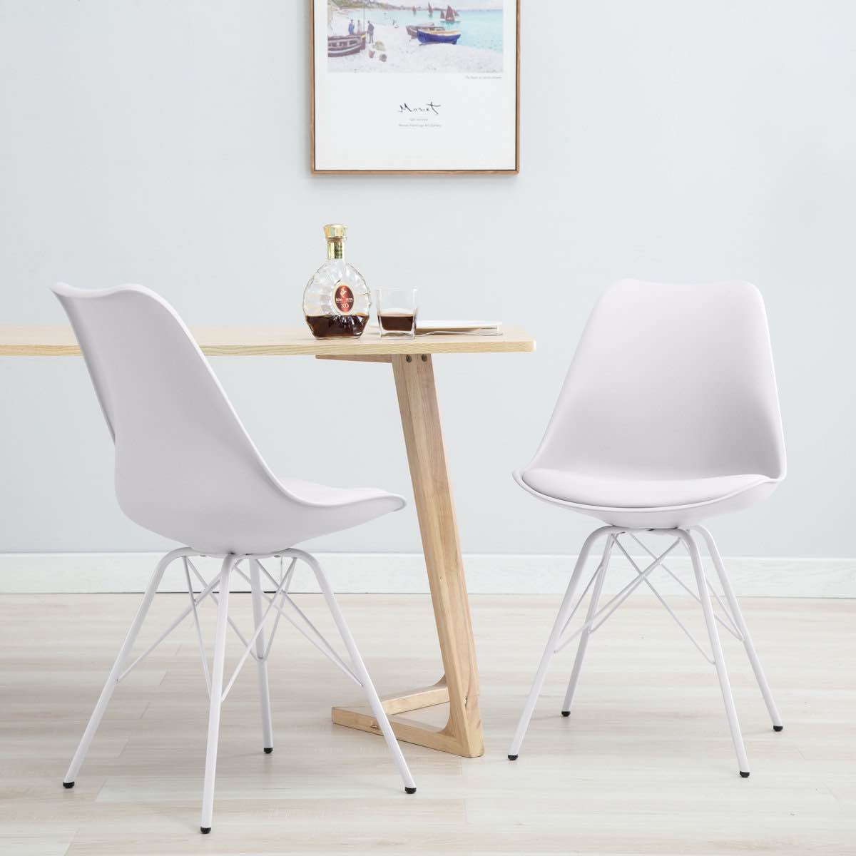 Condition photo showing Good Condition for Goshorn Mid-century Modern Dining Chairs Set of 2 with Cushion, Easy Assembly (Set of 2)