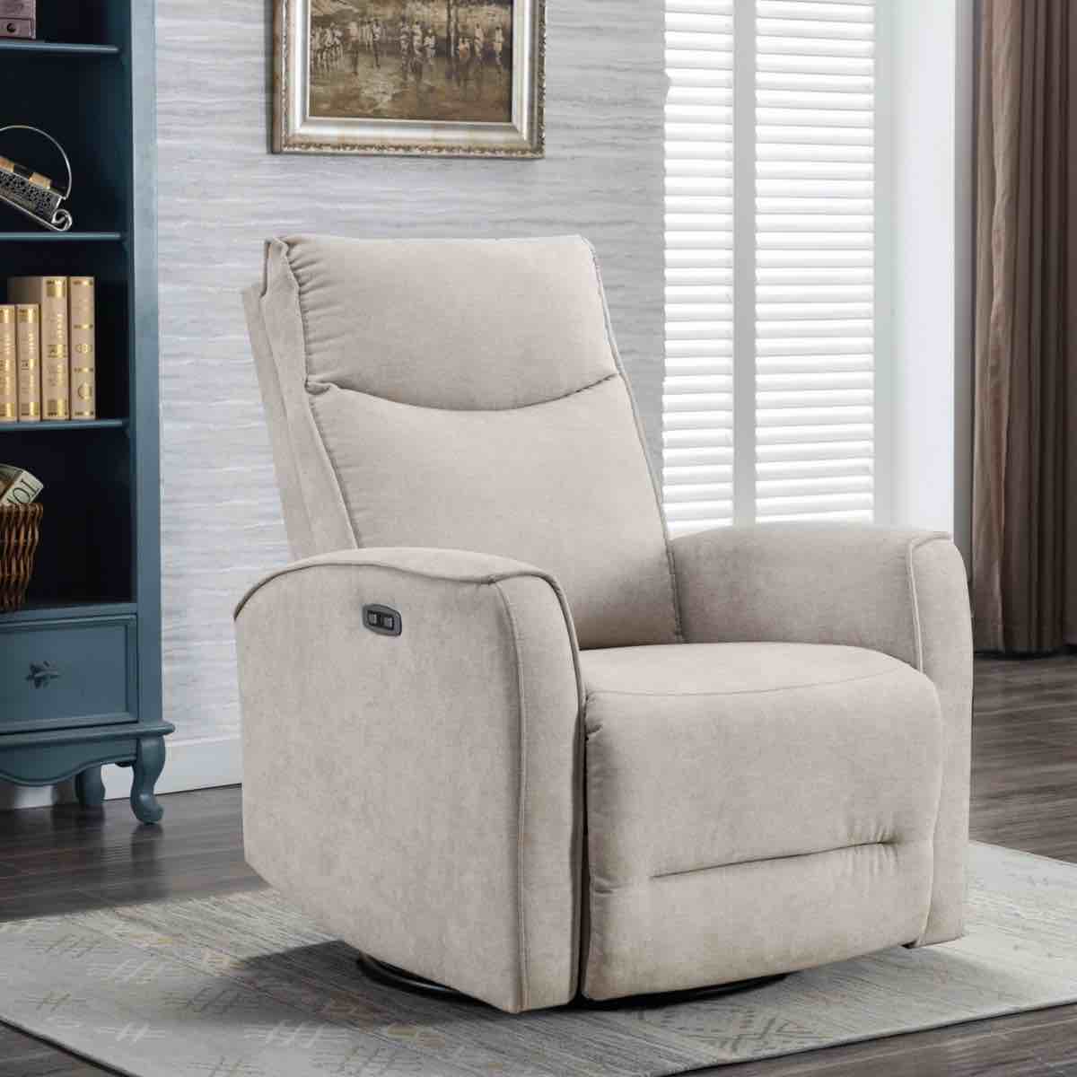 Dickie 29.1'' Wide Modern and Soft Touch Fabric Swivel and Glider Power Recliner Chair with USB Port