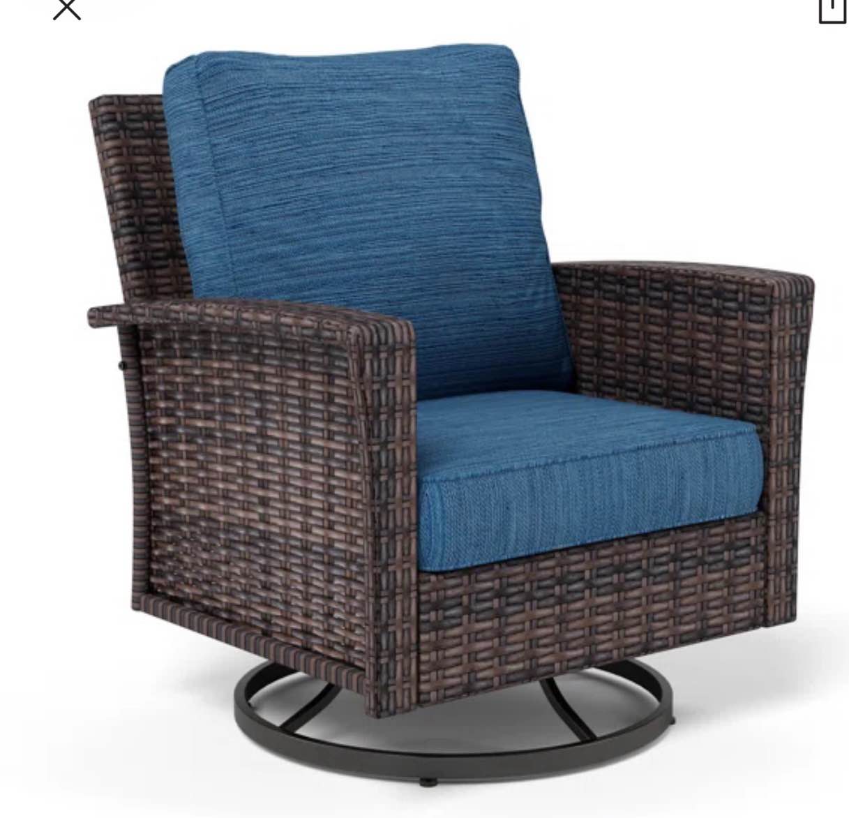 Swivel Chair with Woven Rattan Armrest