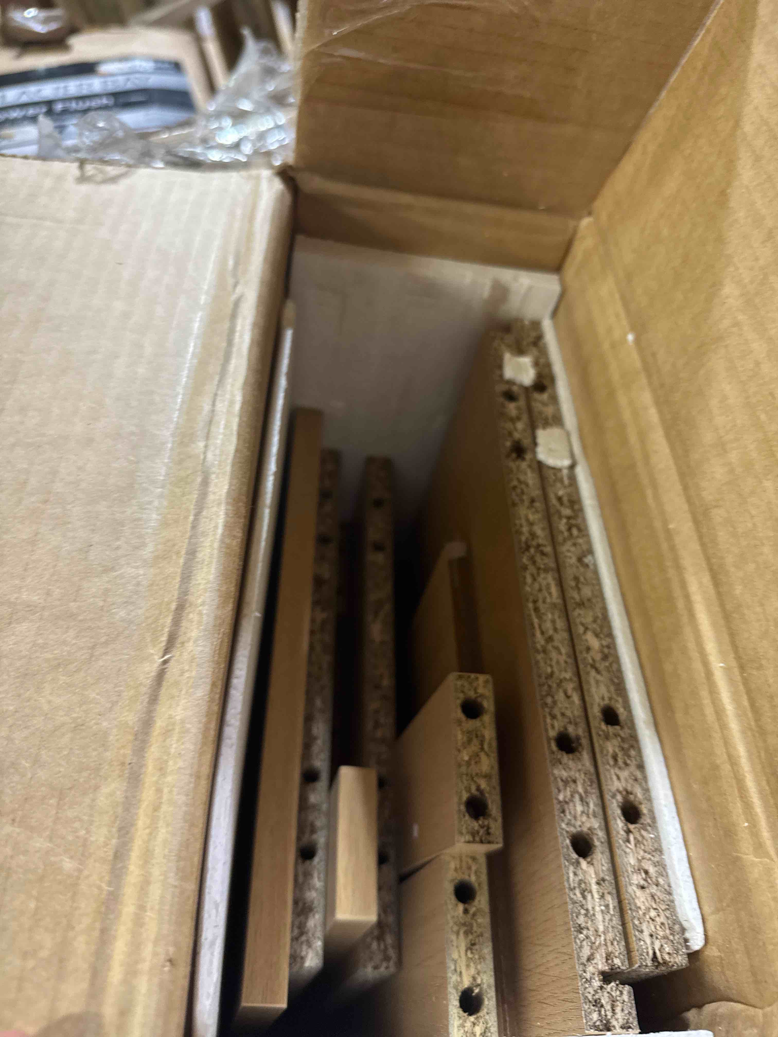 Condition photo showing Good Condition for WAMPAT 3 Tier Bookshelf with 3 Drawers, 72" Tall Bookcase Large Farmhouse Display Book Case Shelf with 3-Tier Open Book Shelfs?Library Wood Bookshelves for Living Room,Kitchen, Oak ( Incomplete BOX 1 of 2 TOP PART ONLY)